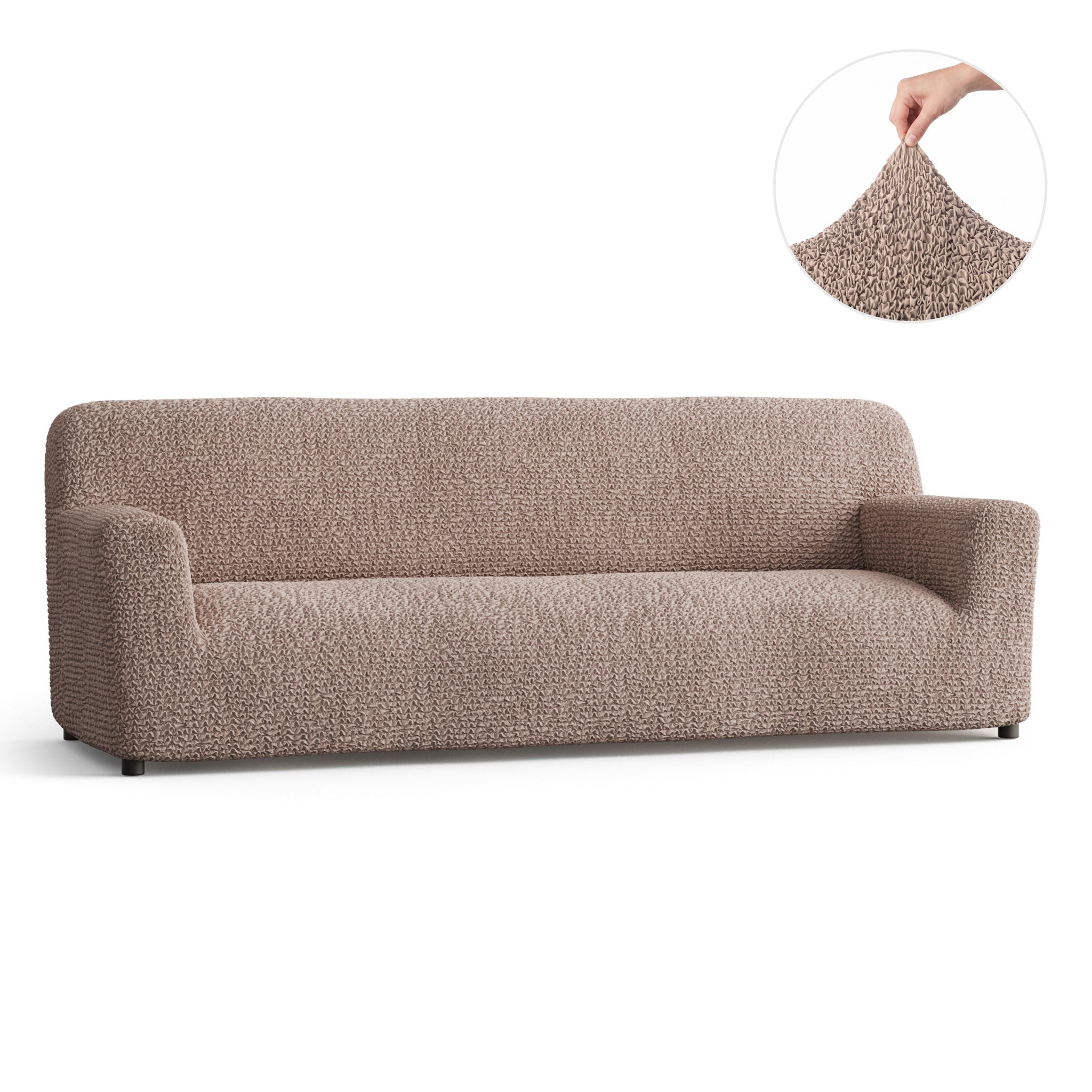Sofa 4 Seater Slipcover, Comfort Collection – Soft Taupe, front view | Soft Taupe
