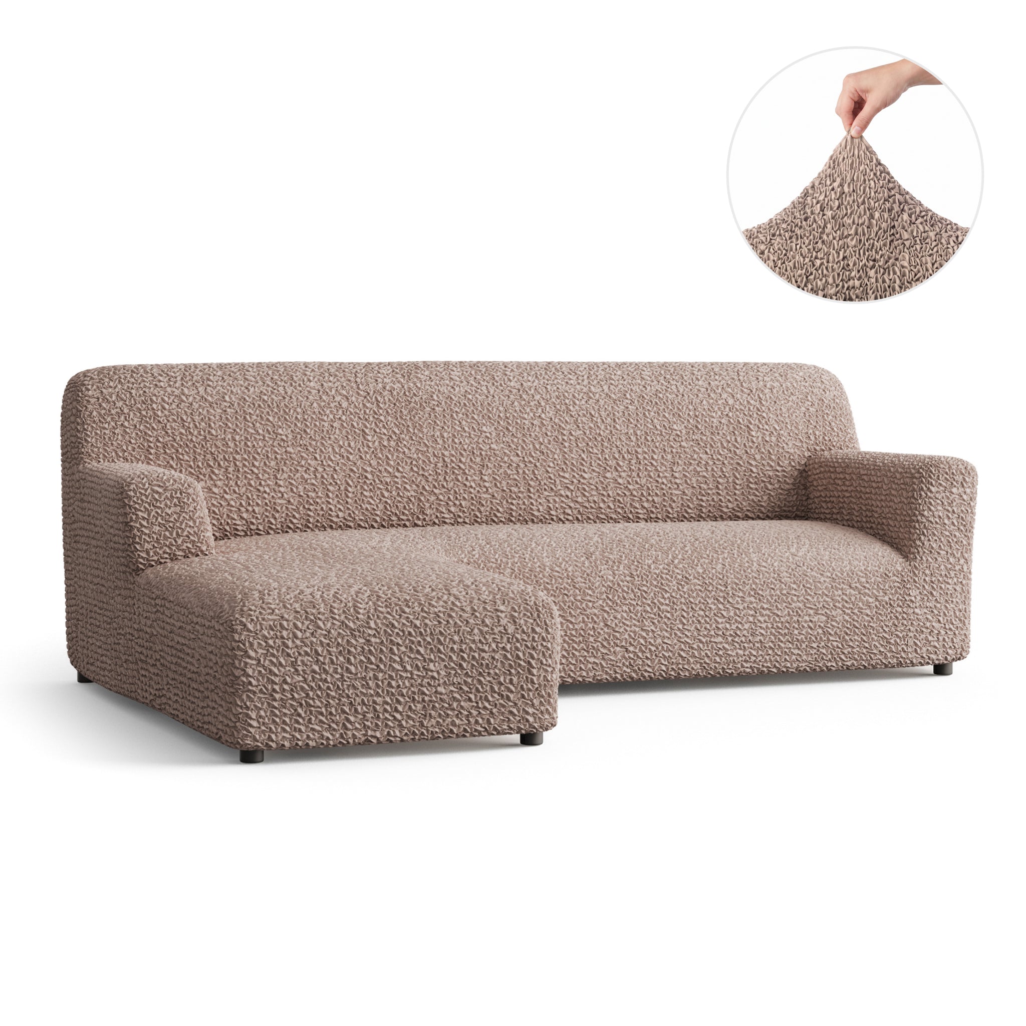L-Shaped Sofa Slipcover (Left Chaise), Comfort Collection – Soft Taupe, front view | Soft Taupe