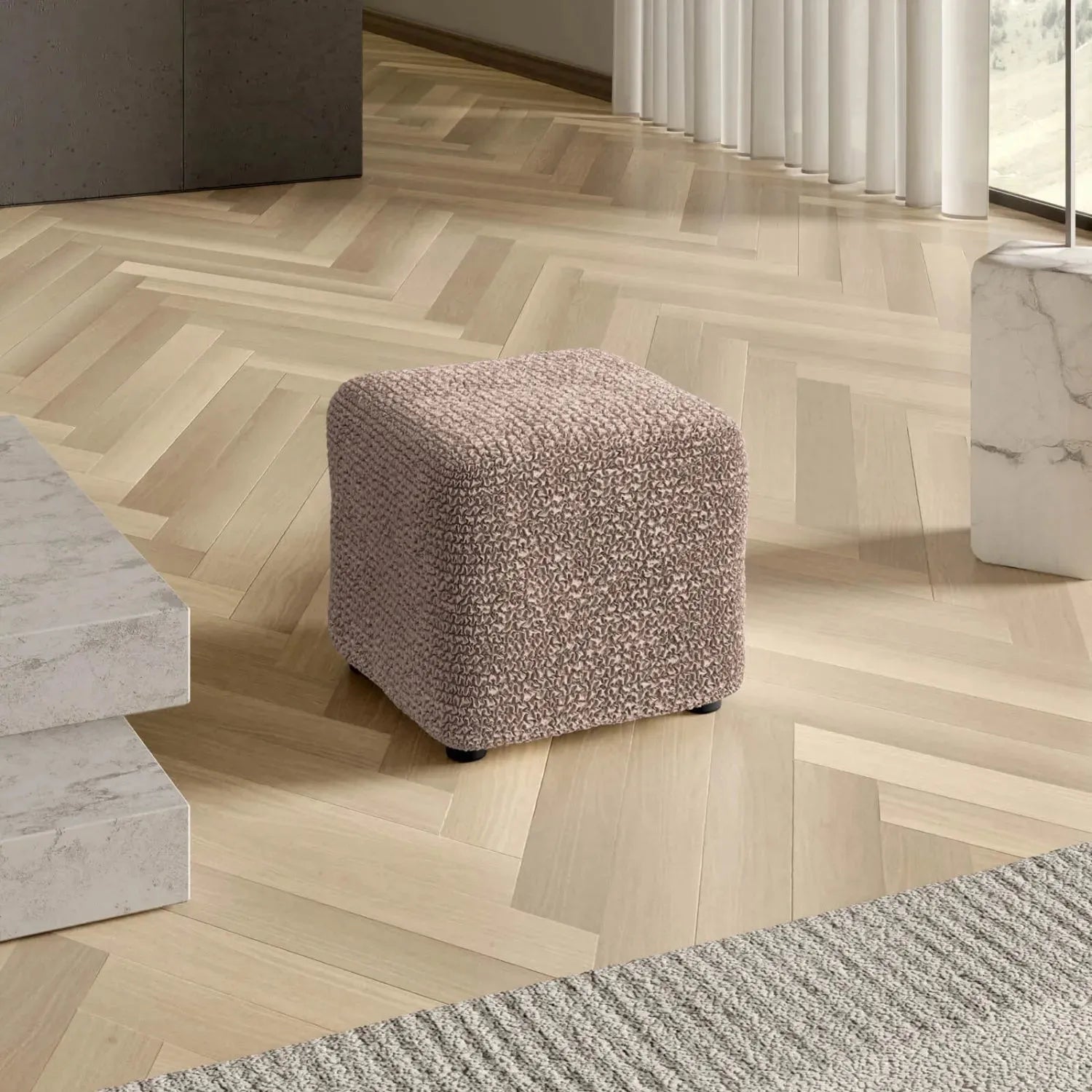 Marsala Ottoman Slipcover (Small), Microfibra Collection