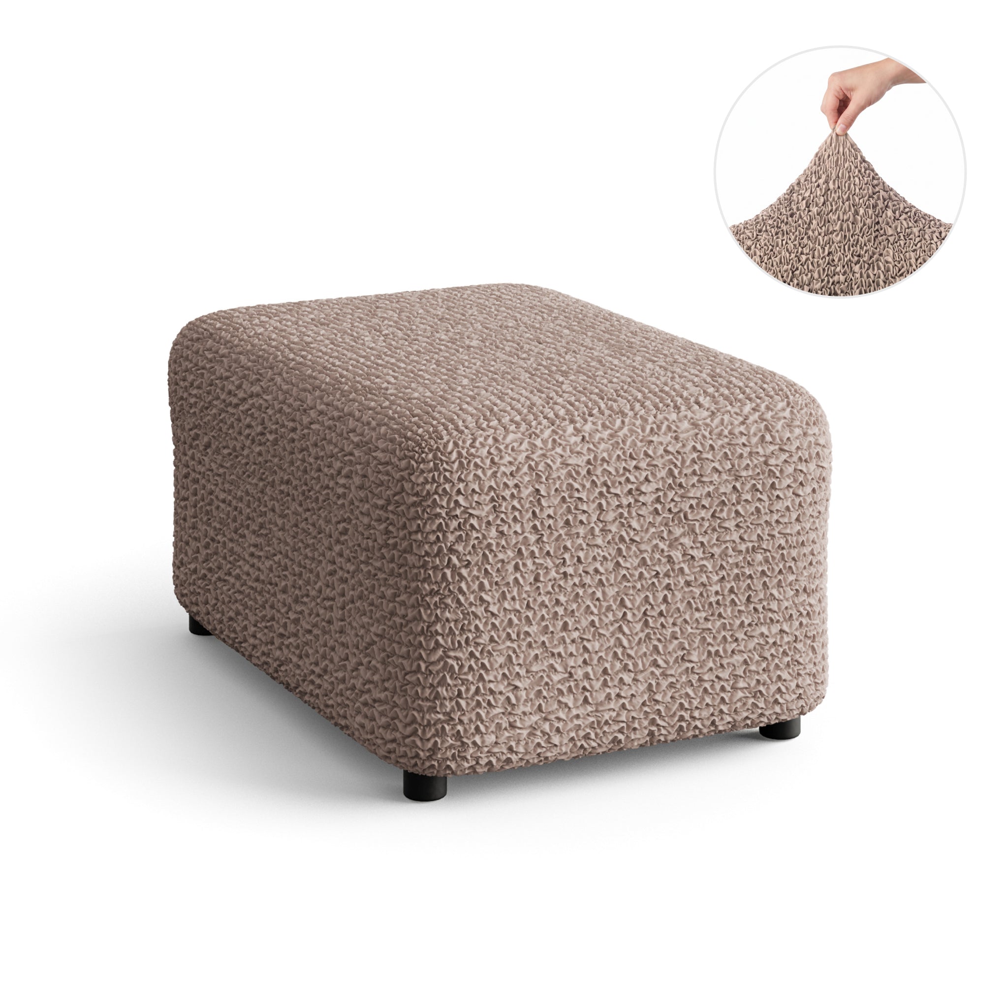 Ottoman Slipcover (Medium), Comfort Collection – Soft Taupe, detail view | Soft Taupe