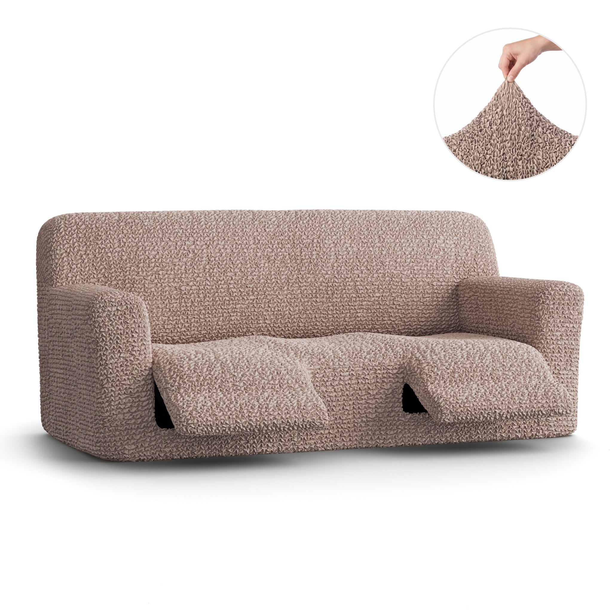 3 Seater Recliner Slipcover, Comfort Collection – Soft Taupe, front view | Soft Taupe