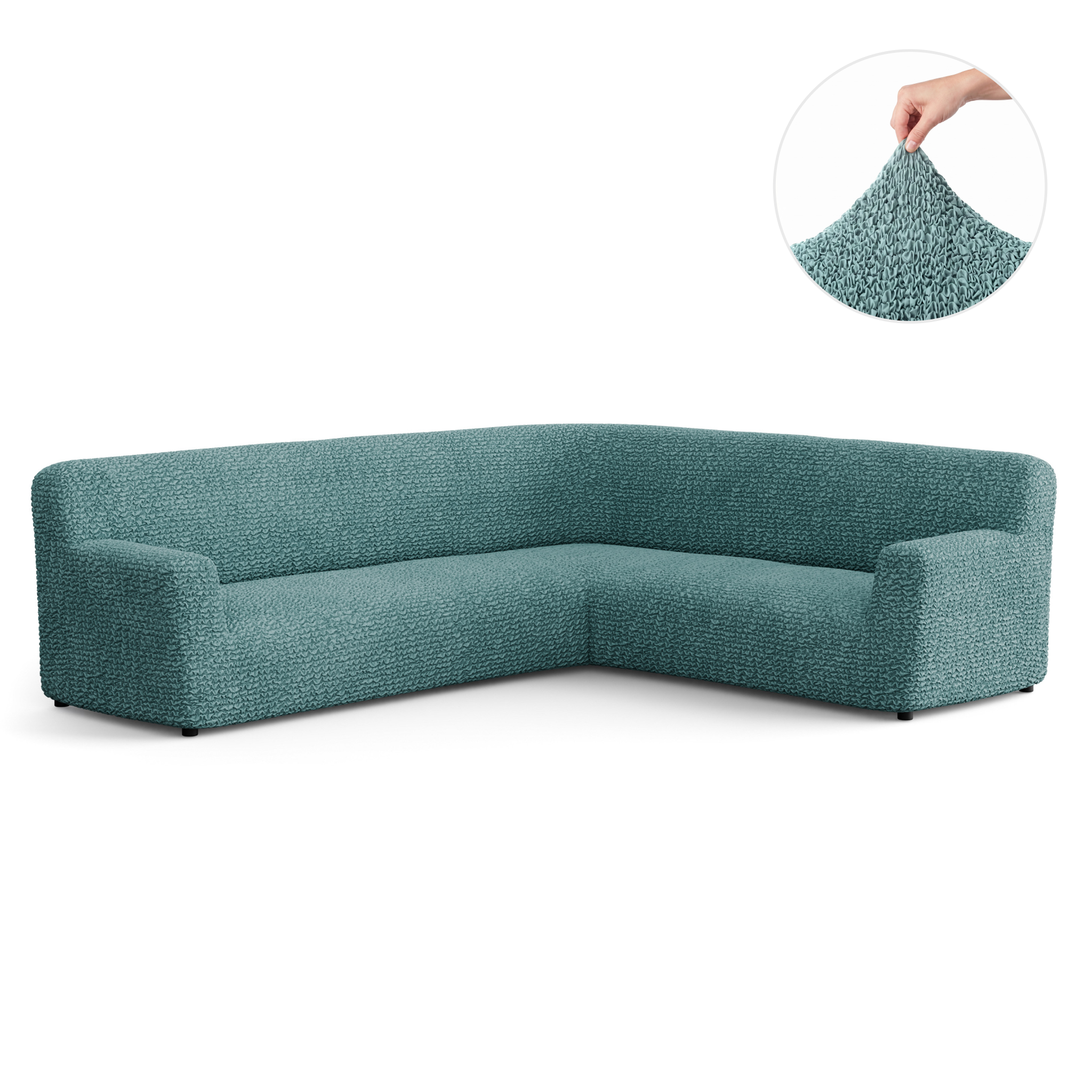 Corner Sofa Slipcover, Comfort Collection – Teal, front view | Teal