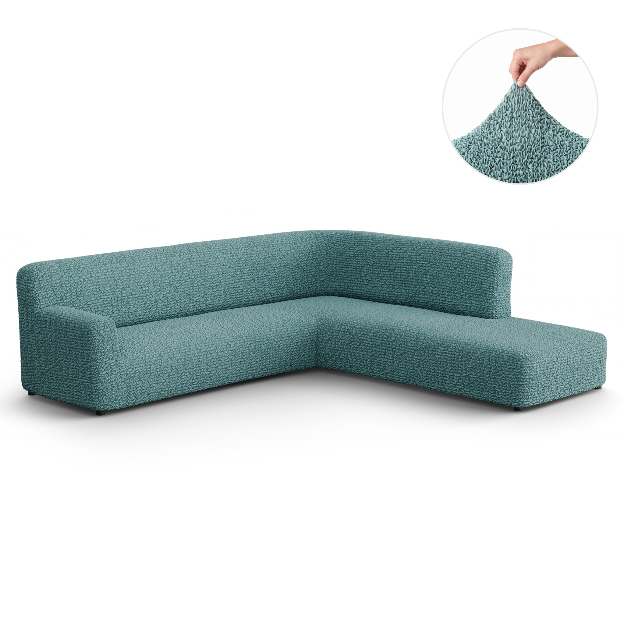 Fullback Support Sectional Sofa Slipcover (Right Chaise), Comfort Collection – Teal, product view | Teal