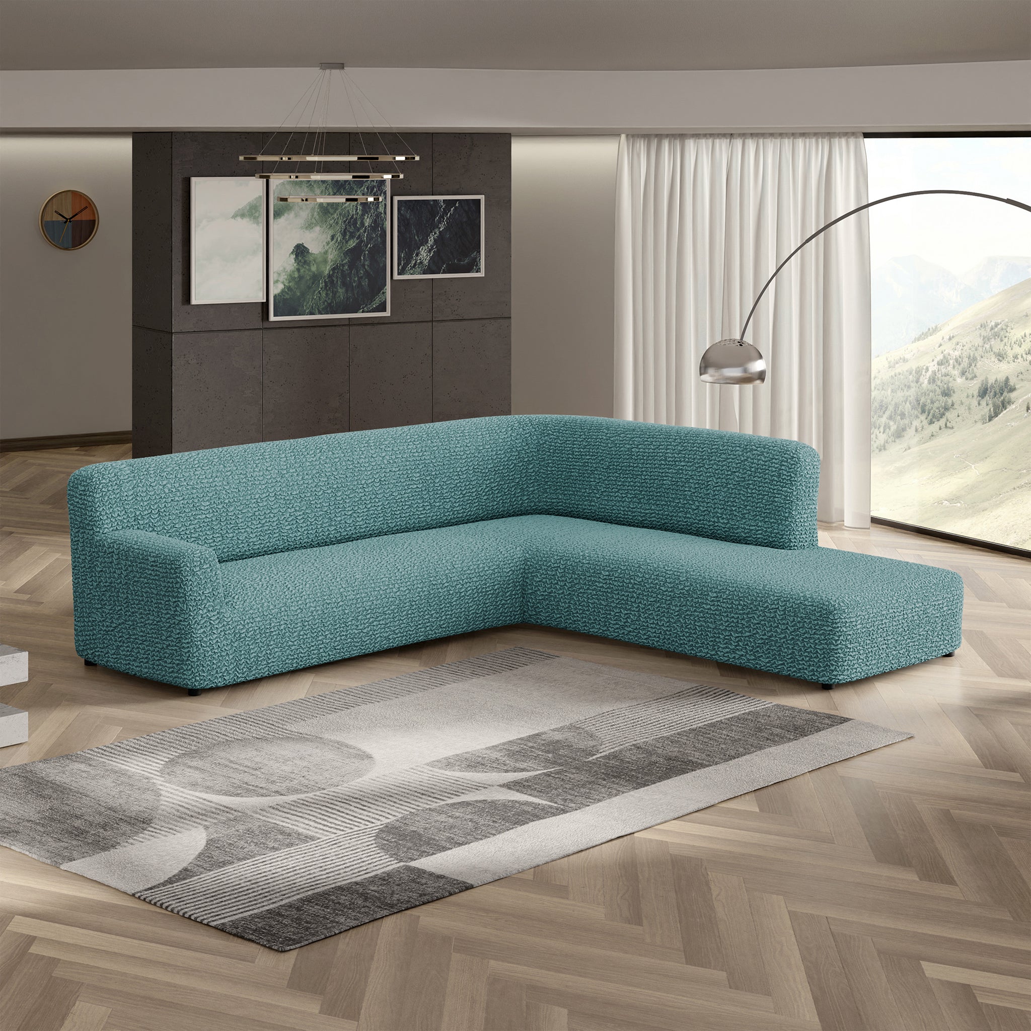 Fullback Support Sectional Sofa Slipcover (Right Chaise), Comfort Collection – Teal, detail view | Teal