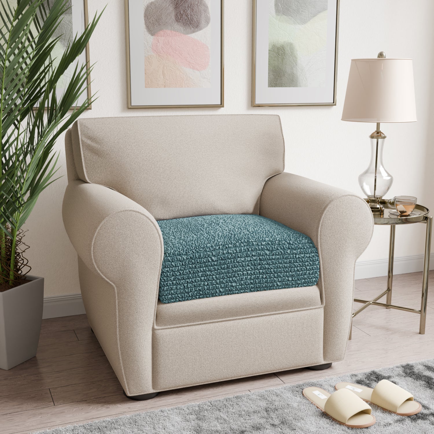 Teal Back Cushion Cover, Microfibra Collection