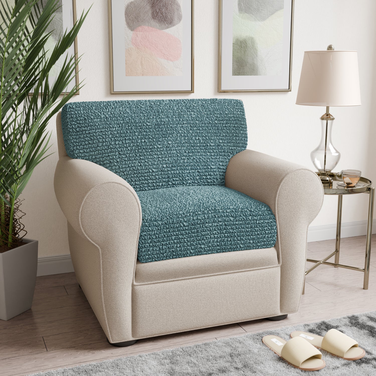 Teal Back Cushion Cover, Microfibra Collection