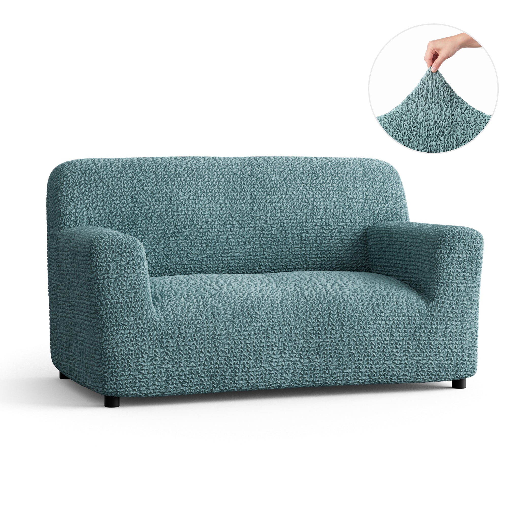 Loveseat 2 Seater Slipcover, Comfort Collection – Teal, front view | Teal