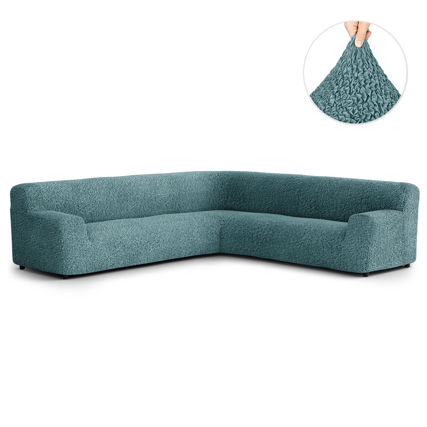 Teal Large Corner Sofa Slipcover, Microfibra Collection