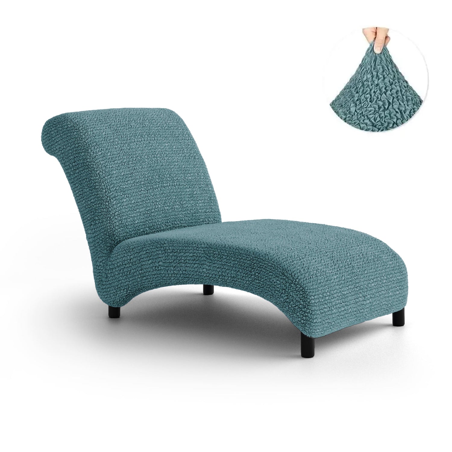 Teal Armless Chaise Lounge Slipcover, Microfibra Collection