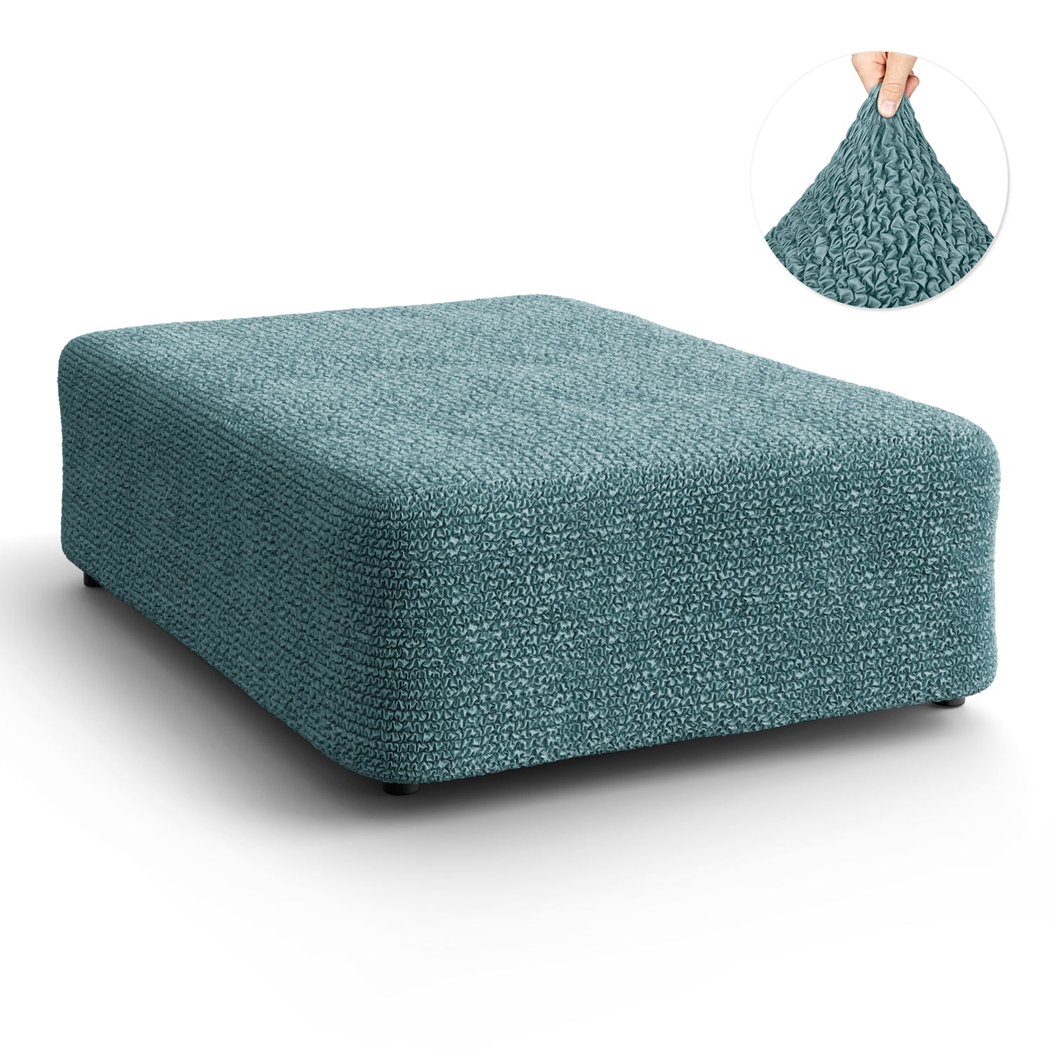 Teal Ottoman Slipcover (Large), Microfibra Collection