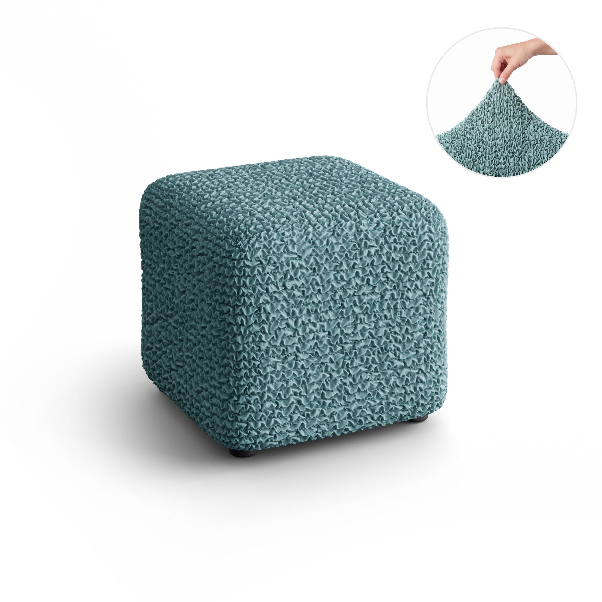 Ottoman Slipcover (Small), Comfort Collection – Teal, front view | Teal