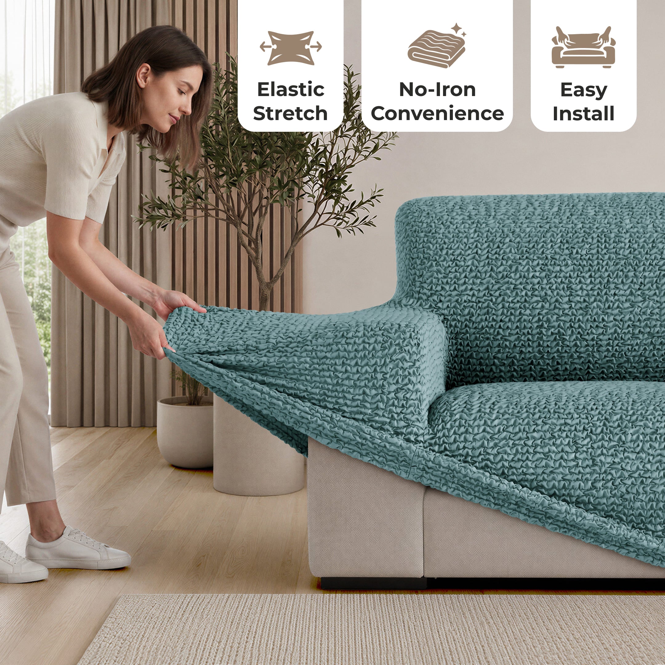Loveseat 2 Seater Slipcover, Comfort Collection – Teal, color swatch | Teal