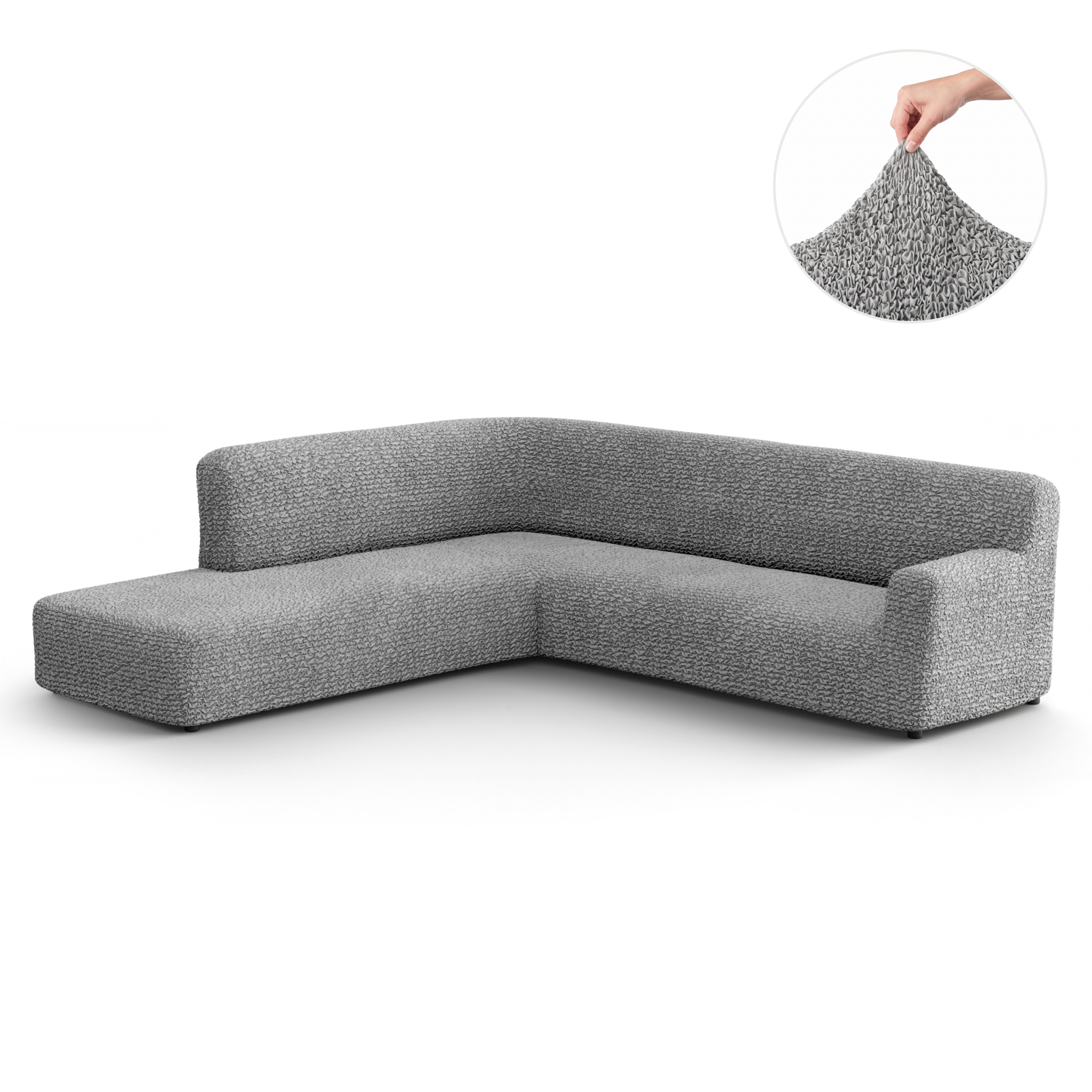 Fullback Support Sectional Sofa Slipcover (Left Chaise), Comfort Collection – Ash, front view | Ash