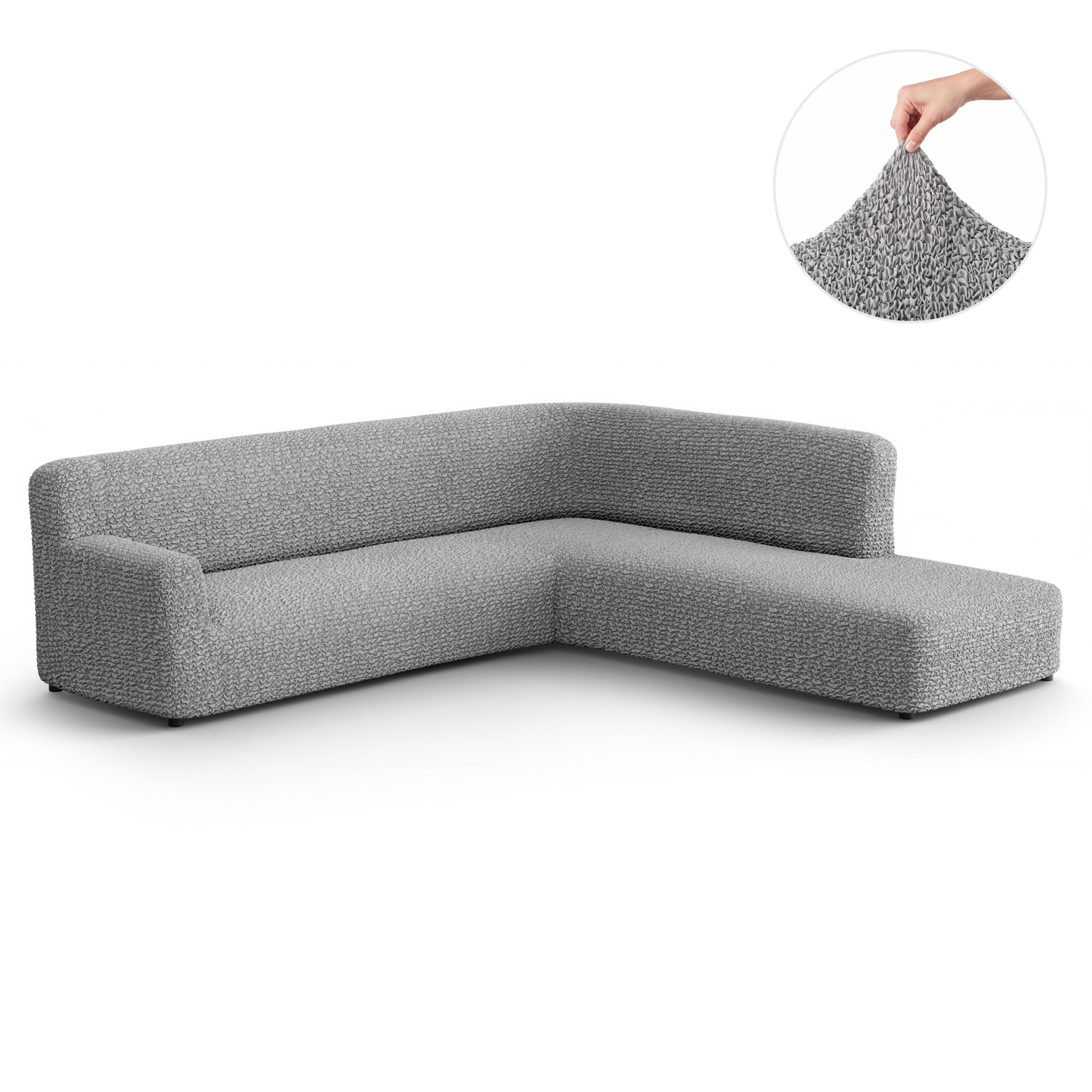 Fullback Support Sectional Sofa Slipcover (Right Chaise), Comfort Collection – Ash, front view | Ash