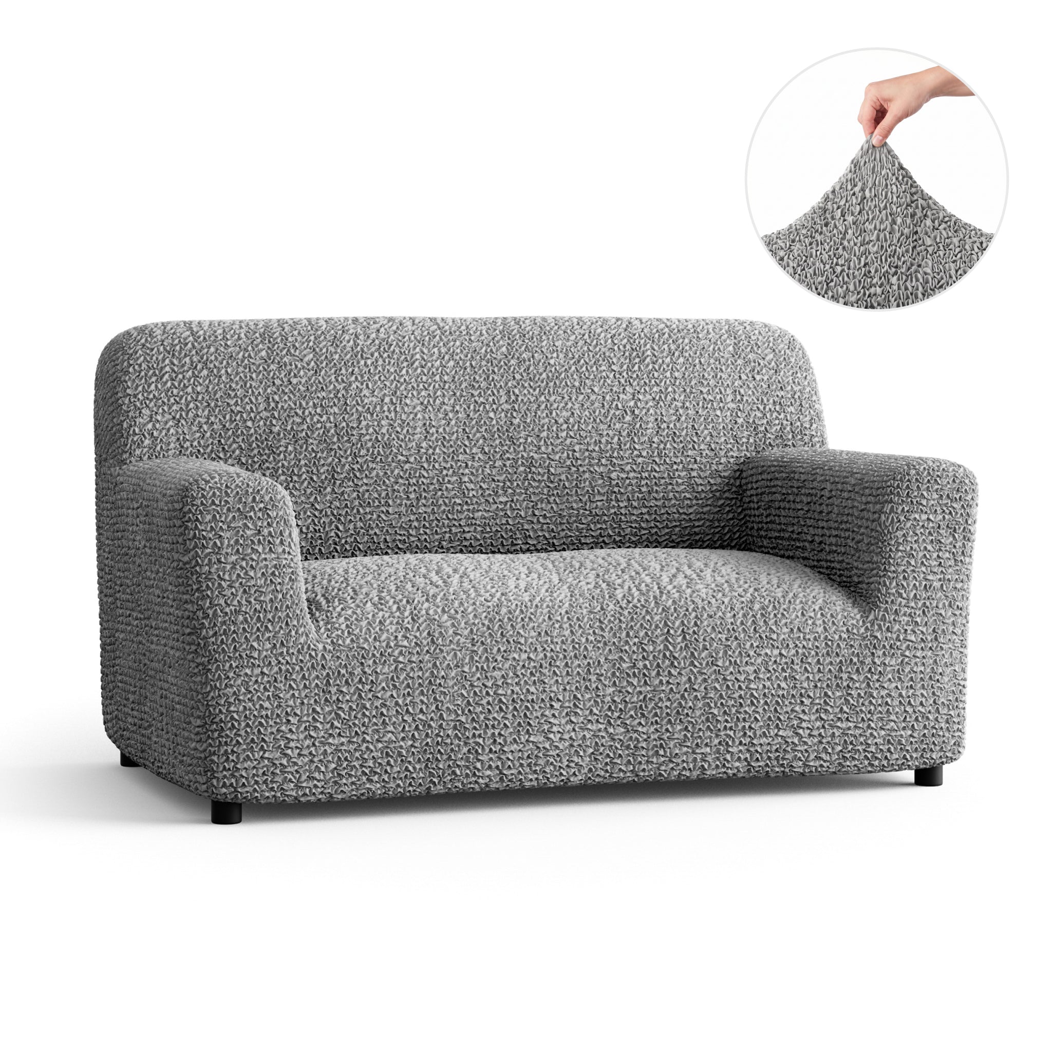 Loveseat 2 Seater Slipcover, Comfort Collection – Ash, front view | Ash