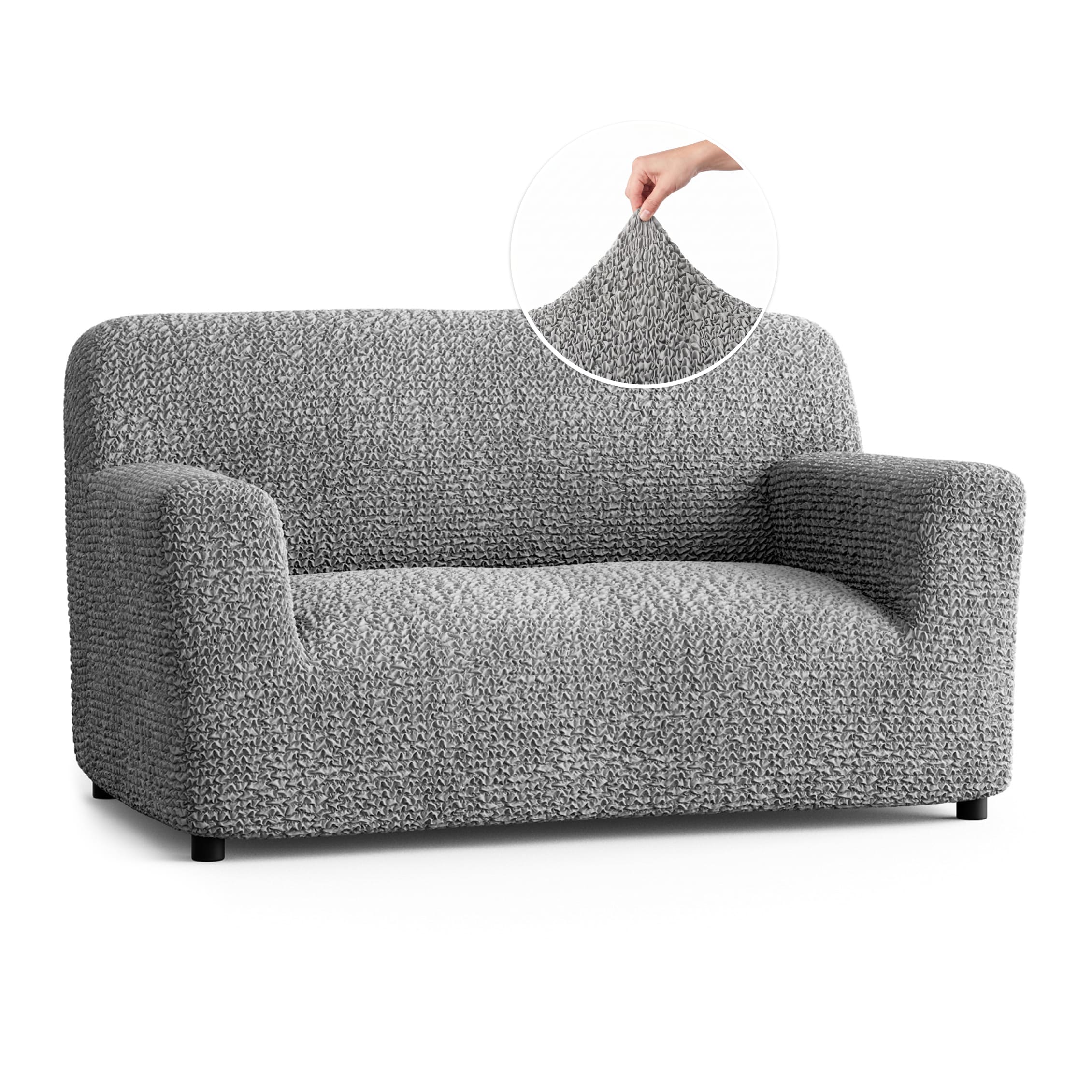 Loveseat 2 Seater Slipcover, Comfort Collection – Ash, front view | Ash