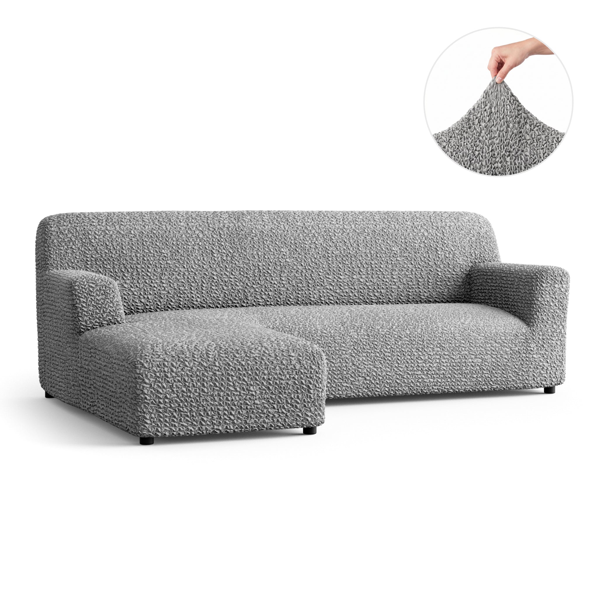 L-Shaped Sofa Slipcover (Left Chaise), Comfort Collection – Ash, front view | Ash