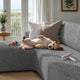 L-Shaped Sofa Slipcover (Left Chaise), Comfort Collection – Ash, interior view with dog | Ash