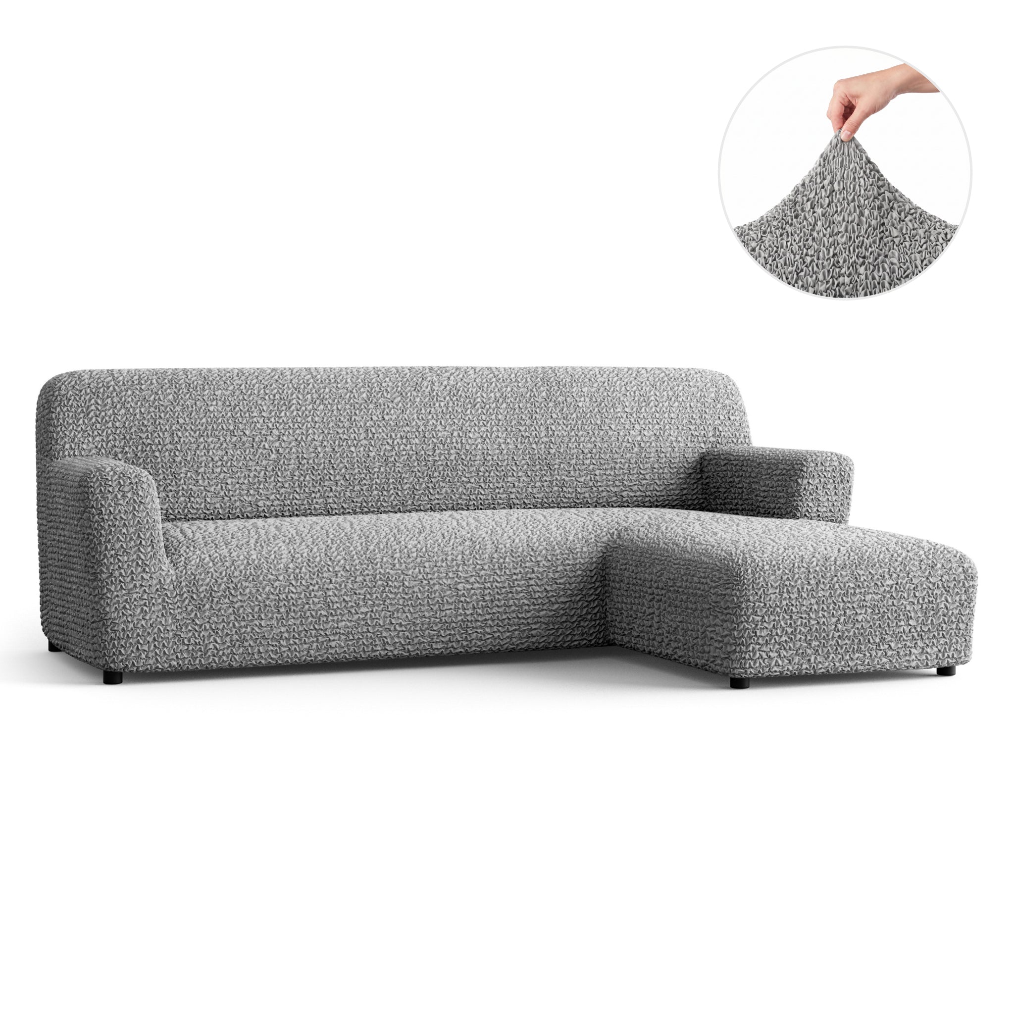 L-Shaped Sofa Slipcover (Right Chaise), Comfort Collection – Ash, front view | Ash