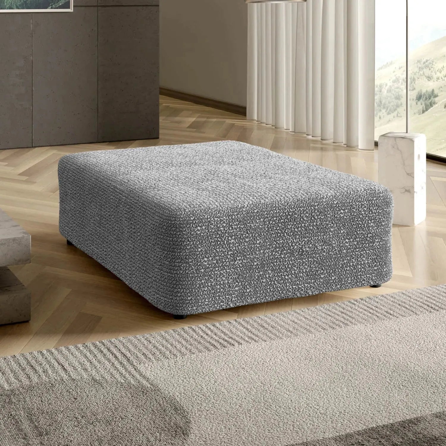 Ash Ottoman Slipcover (Large), Microfibra Collection