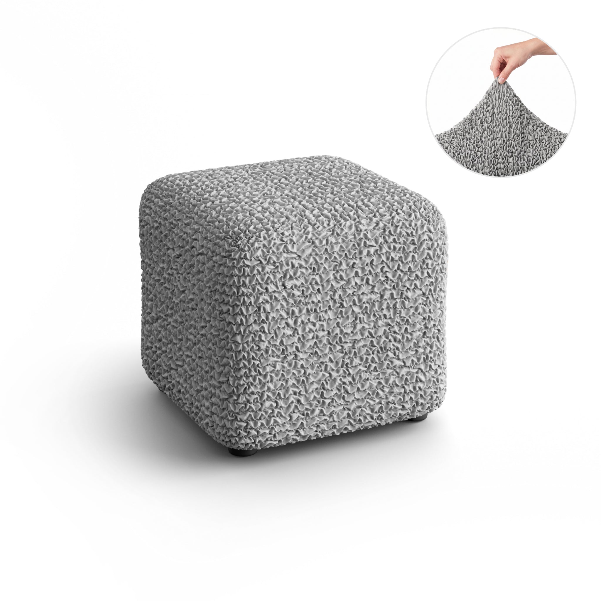 Ottoman Slipcover (Small), Comfort Collection – Ash, front view | Ash