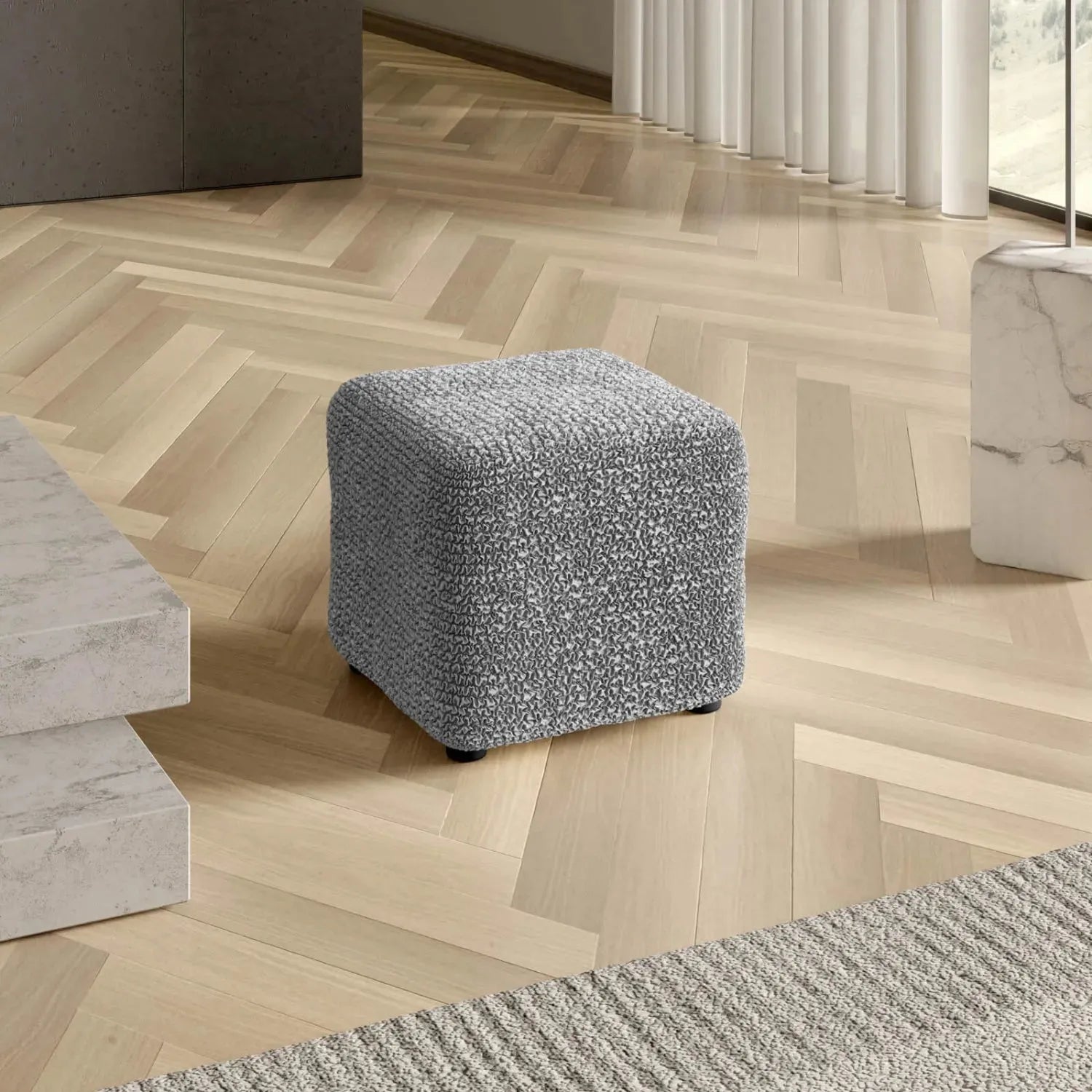 Ash Ottoman Slipcover (Small), Microfibra Collection