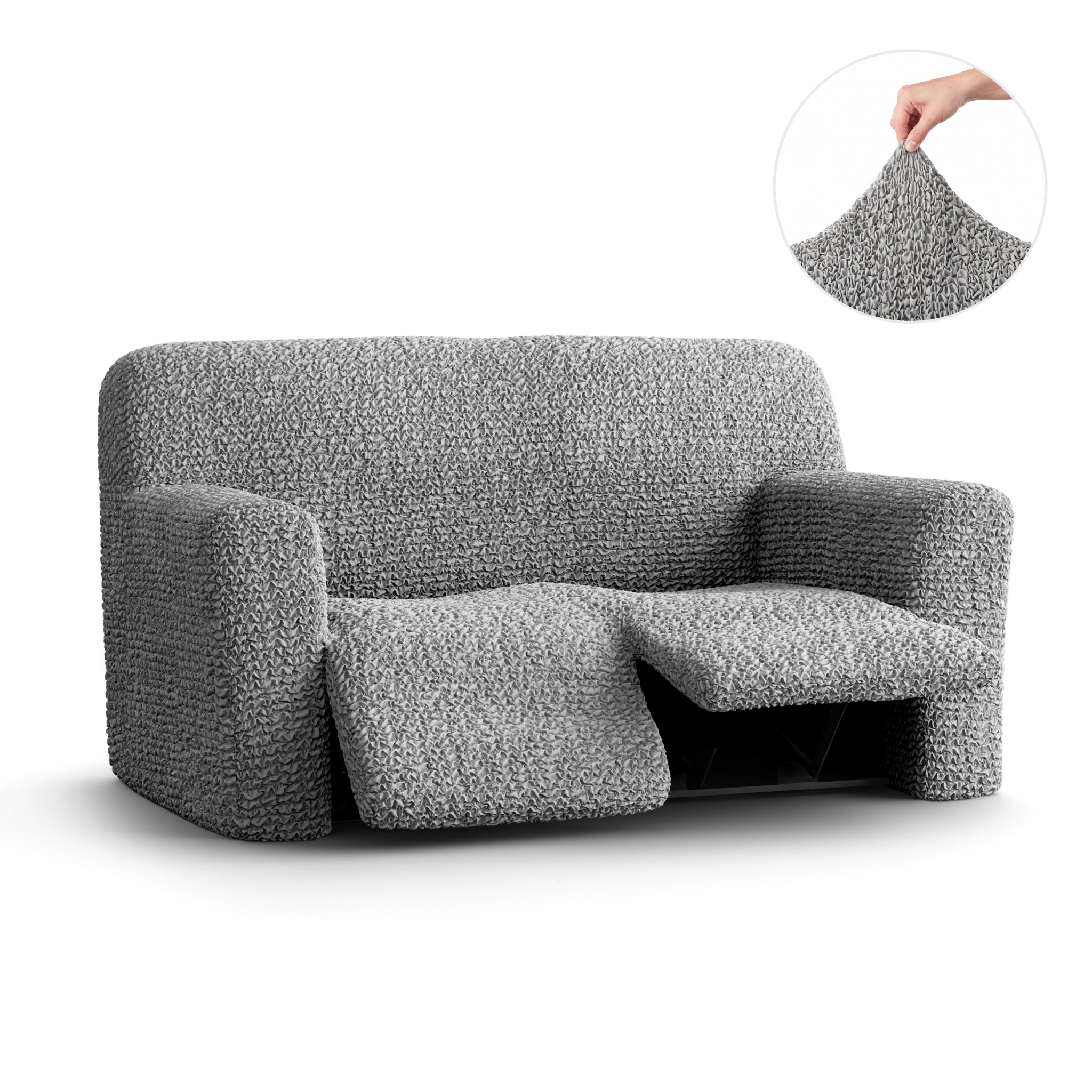 2 Seater Recliner Slipcover, Comfort Collection – Ash, product view | Ash