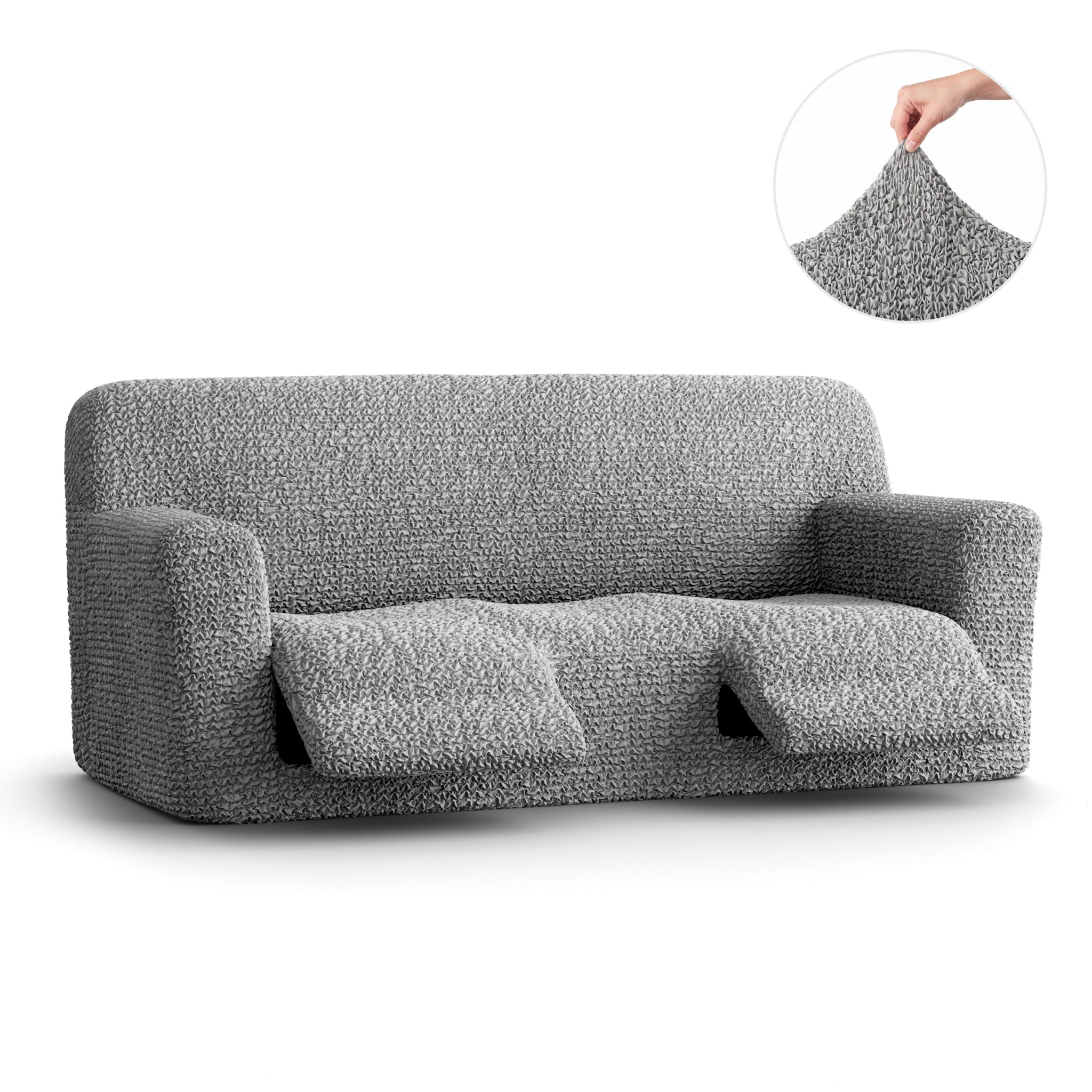 3 Seater Recliner Slipcover, Comfort Collection – Ash, front view | Ash