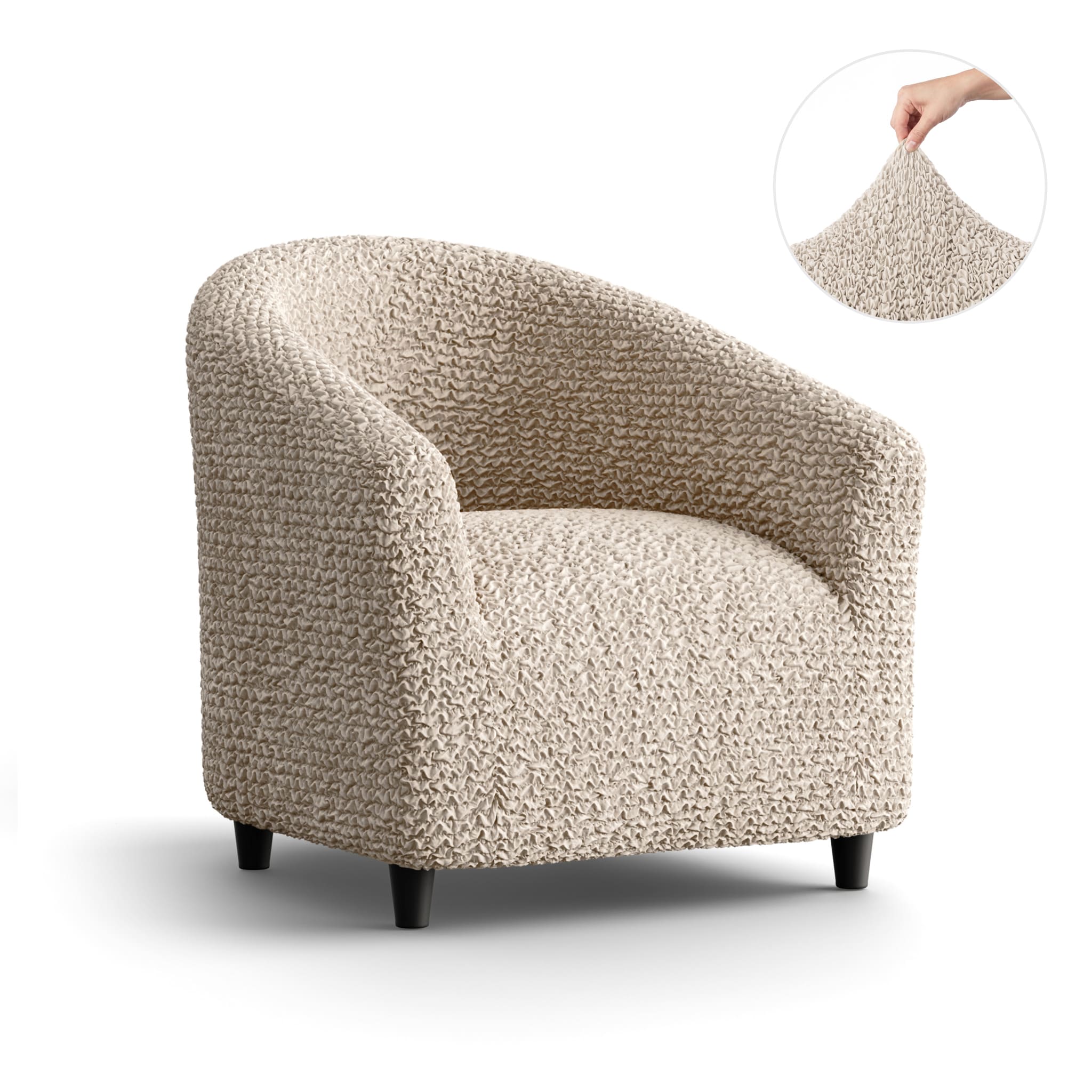Barrel Chair Slipcover, Comfort Collection – Macadamia, product view | Macadamia