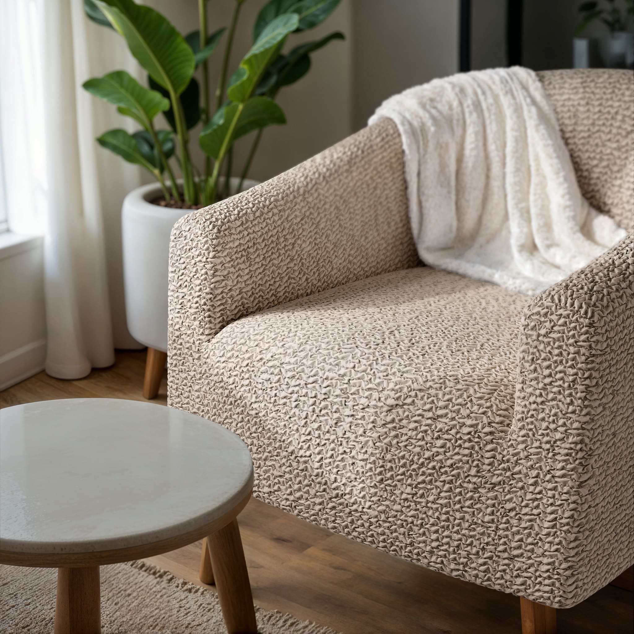 Barrel Chair Slipcover, Comfort Collection – Macadamia, interior view 3 | Macadamia