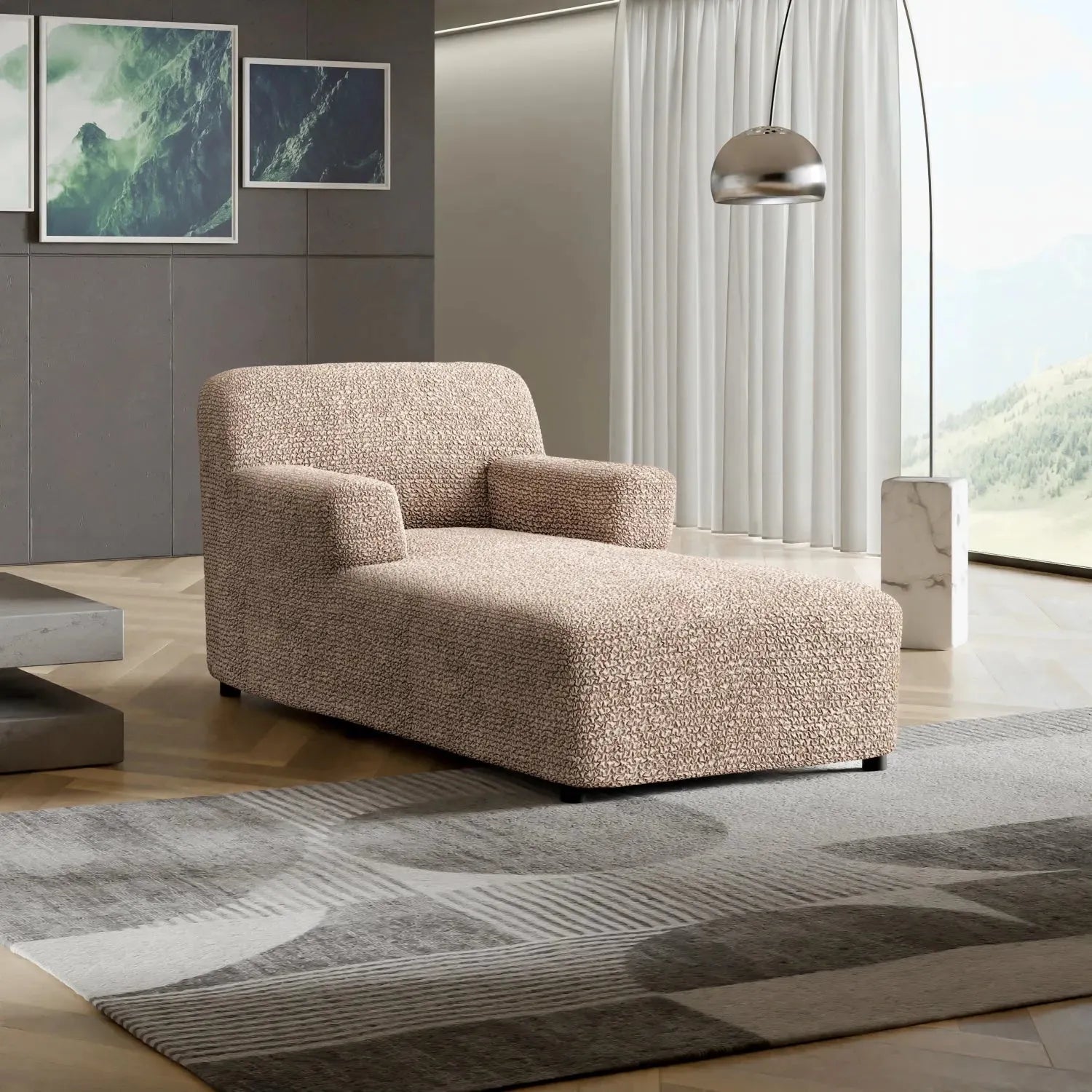 Tapioca Chaise Lounge Slipcover, Microfibra Collection