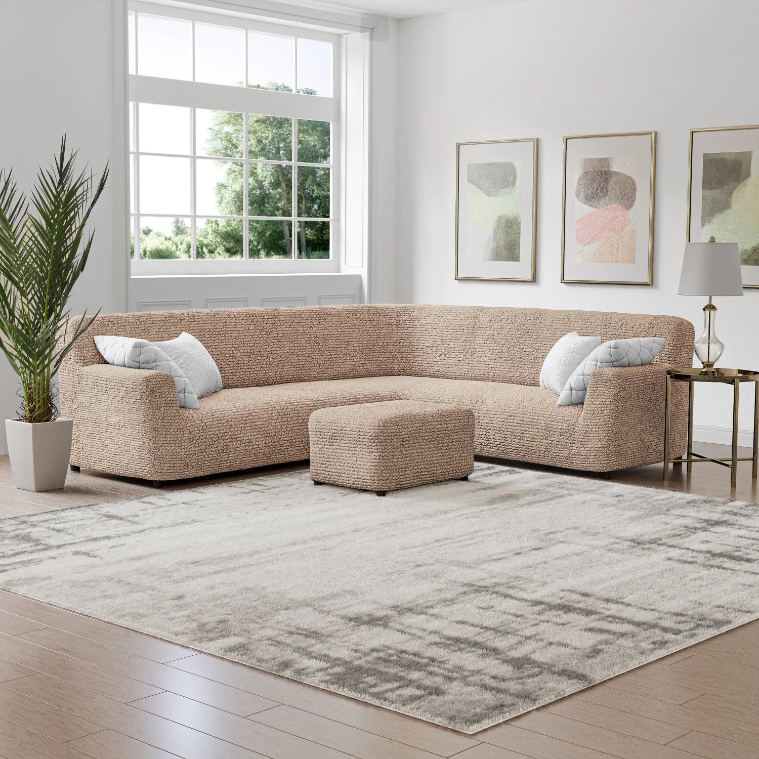 Tapioca Corner Sofa Slipcover, Microfibra Collection