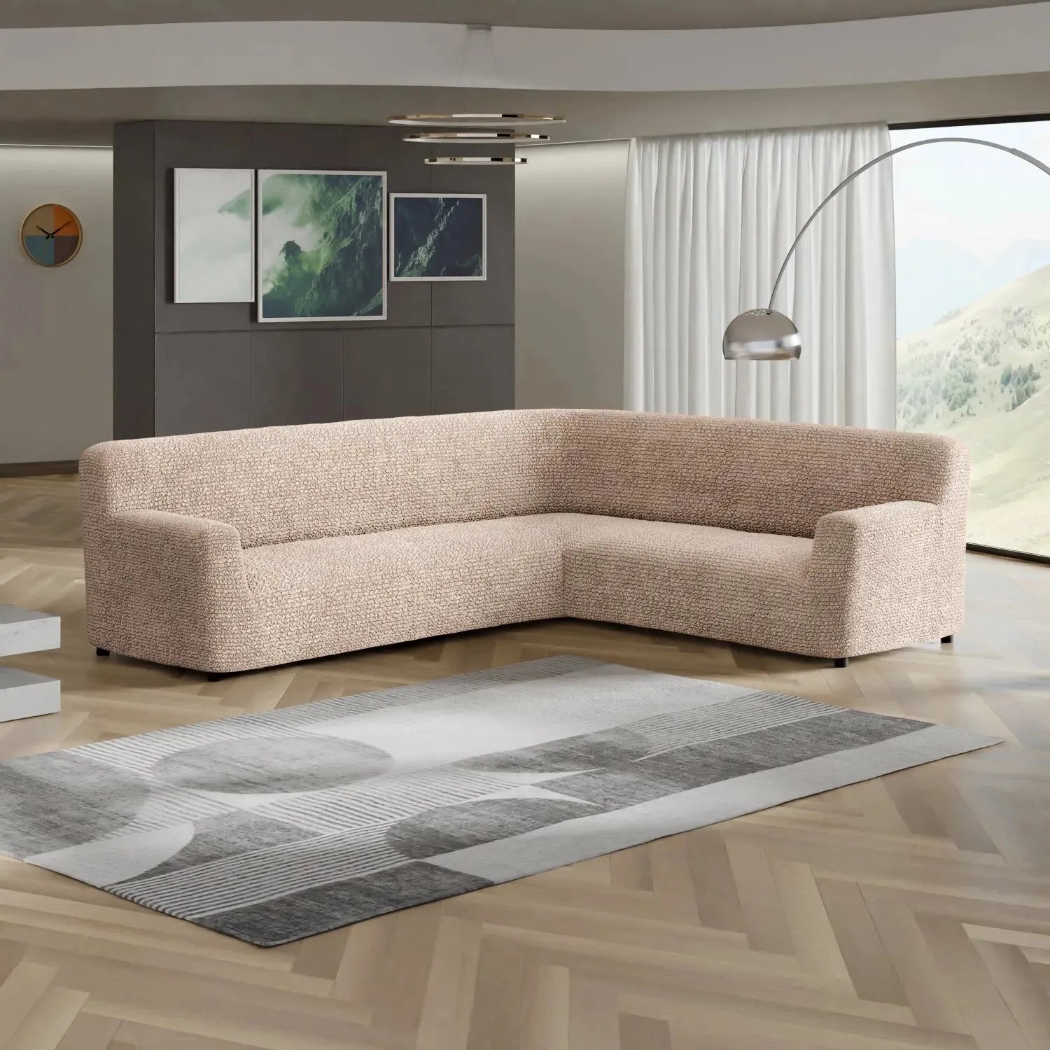 Tapioca Corner Sofa Slipcover, Microfibra Collection