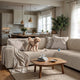 Corner Sofa Slipcover, Comfort Collection – Macadamia, interior view with dog | Macadamia