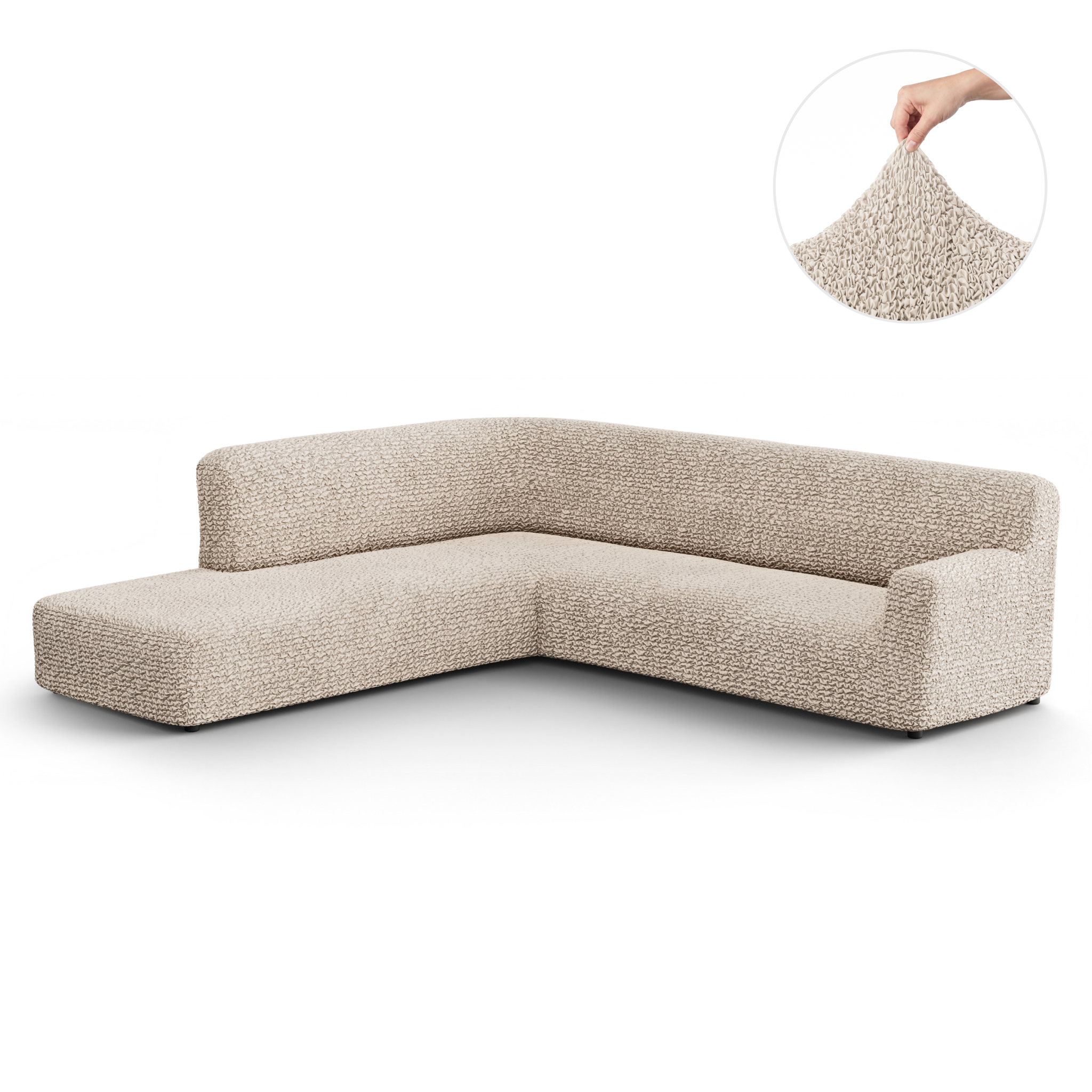 Fullback Support Sectional Sofa Slipcover (Left Chaise), Comfort Collection – Macadamia, front view | Macadamia