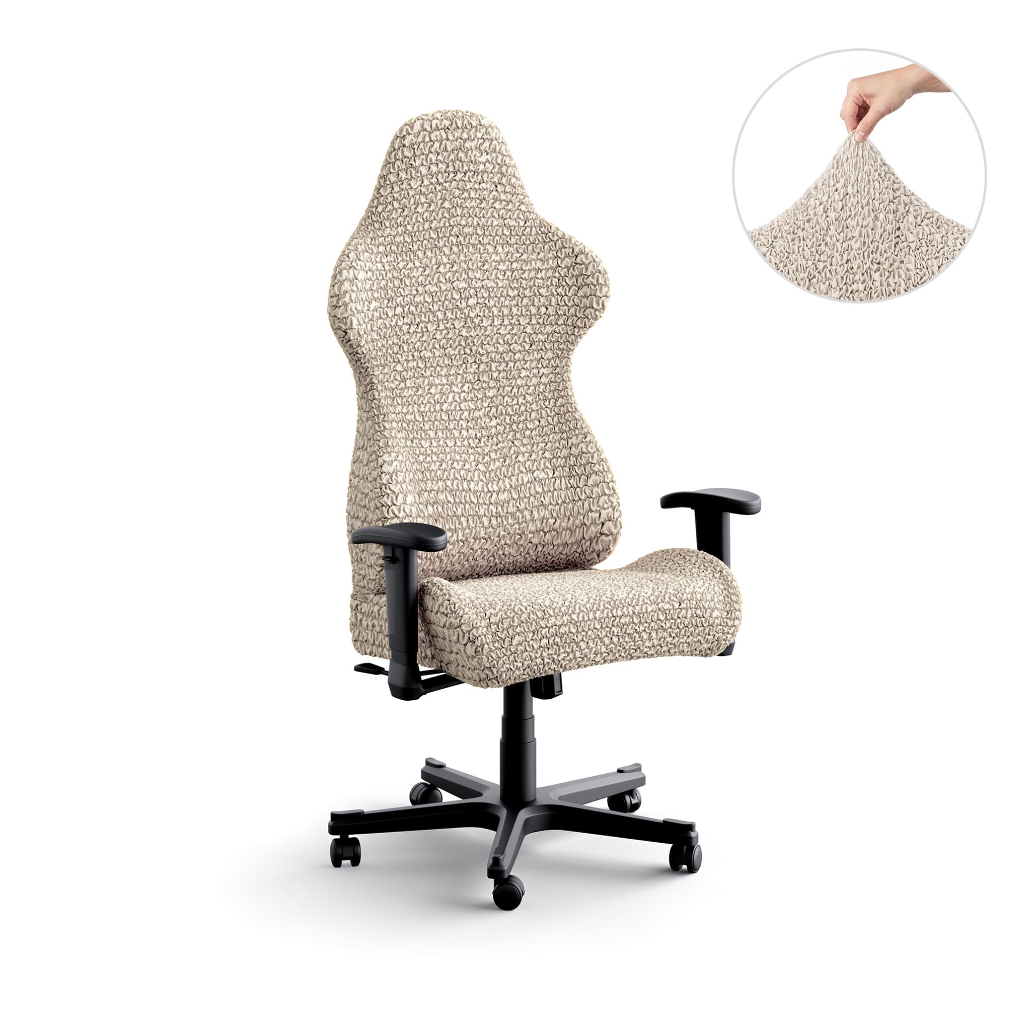 Gaming Chair Slipcover, Comfort Collection – Macadamia, front view | Macadamia