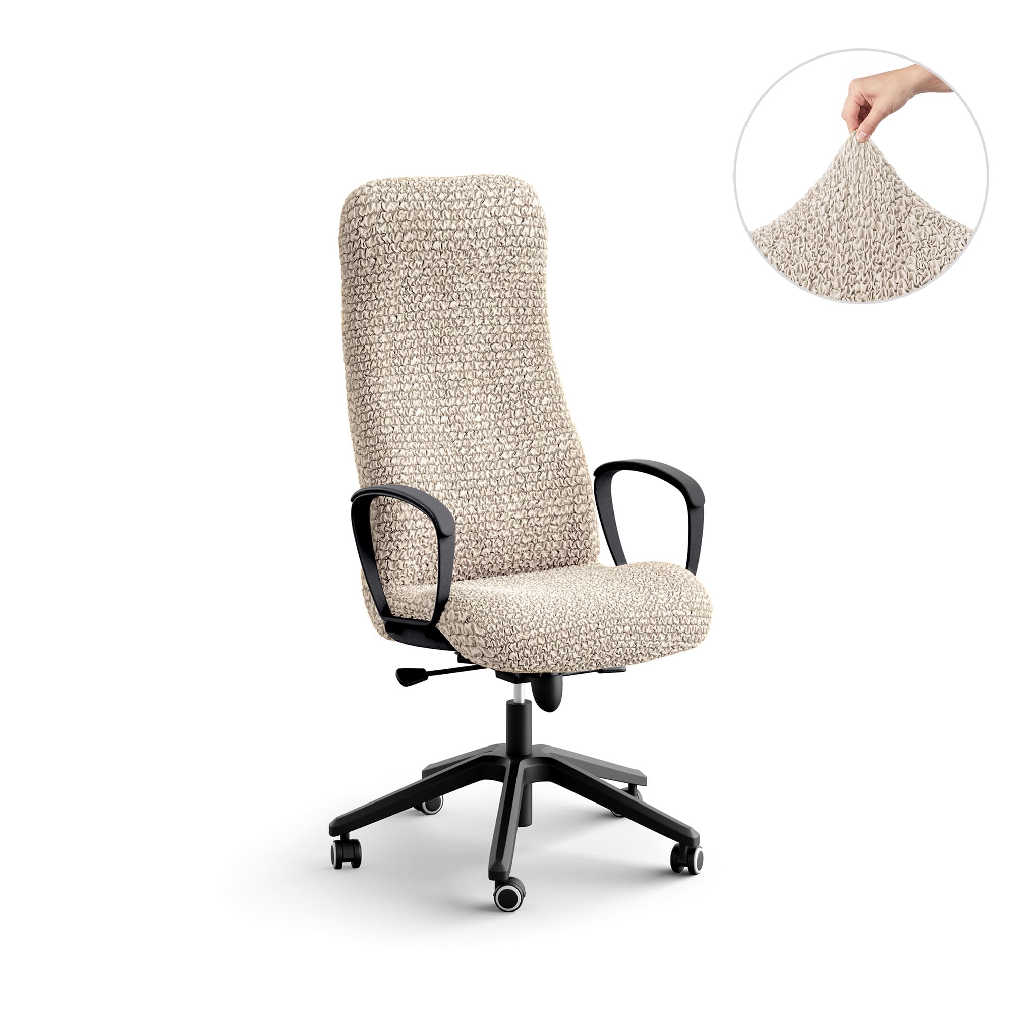 Office Chair Slipcover, Comfort Collection – Macadamia, front view | Macadamia