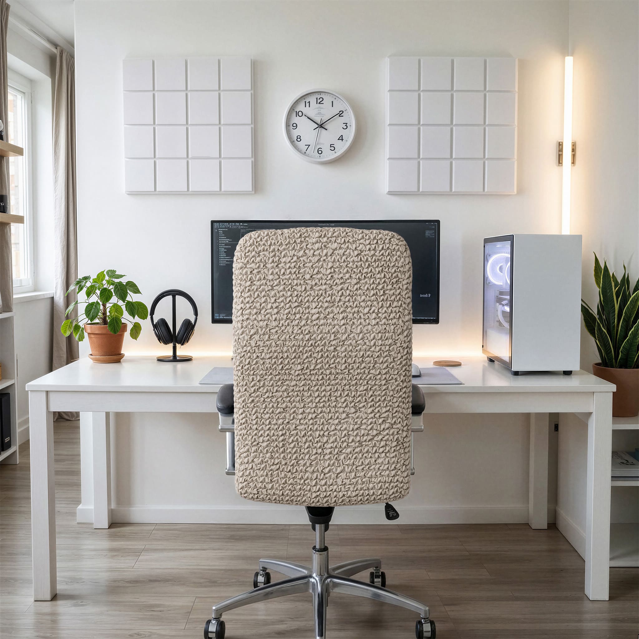 Office Chair Slipcover, Comfort Collection – Macadamia, interior view 3 | Macadamia