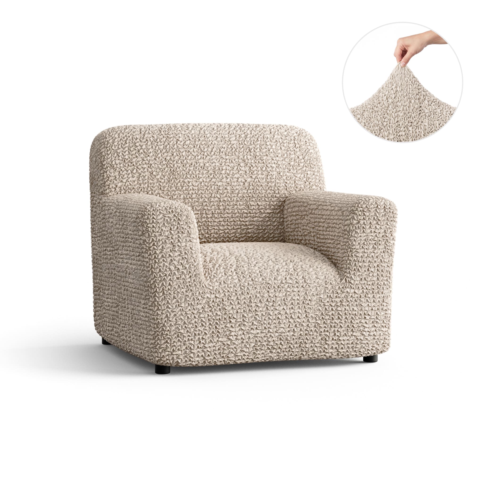 Armchair Slipcover, Comfort Collection – Macadamia, front view | Macadamia