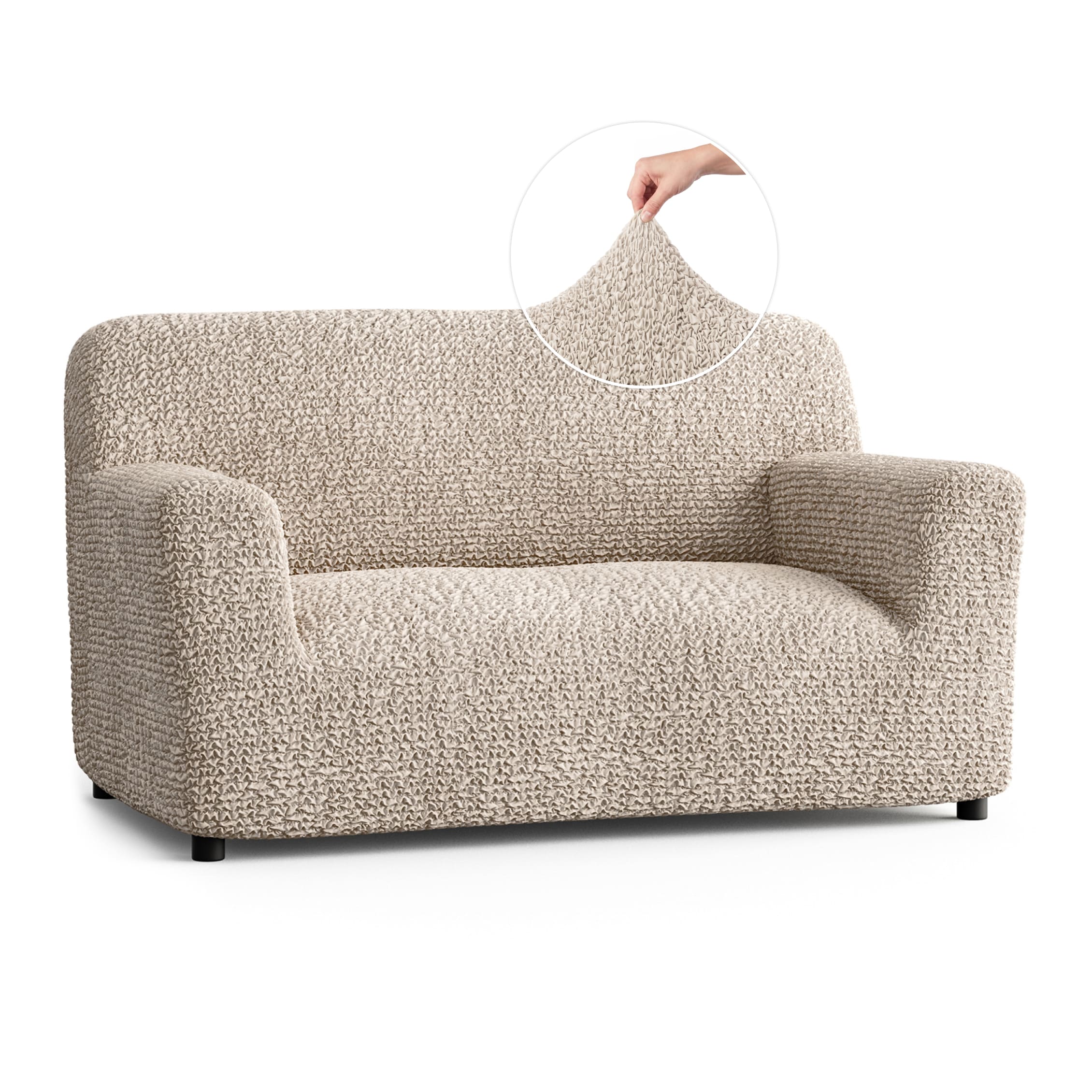 Loveseat 2 Seater Slipcover, Comfort Collection – Macadamia, front view | Macadamia