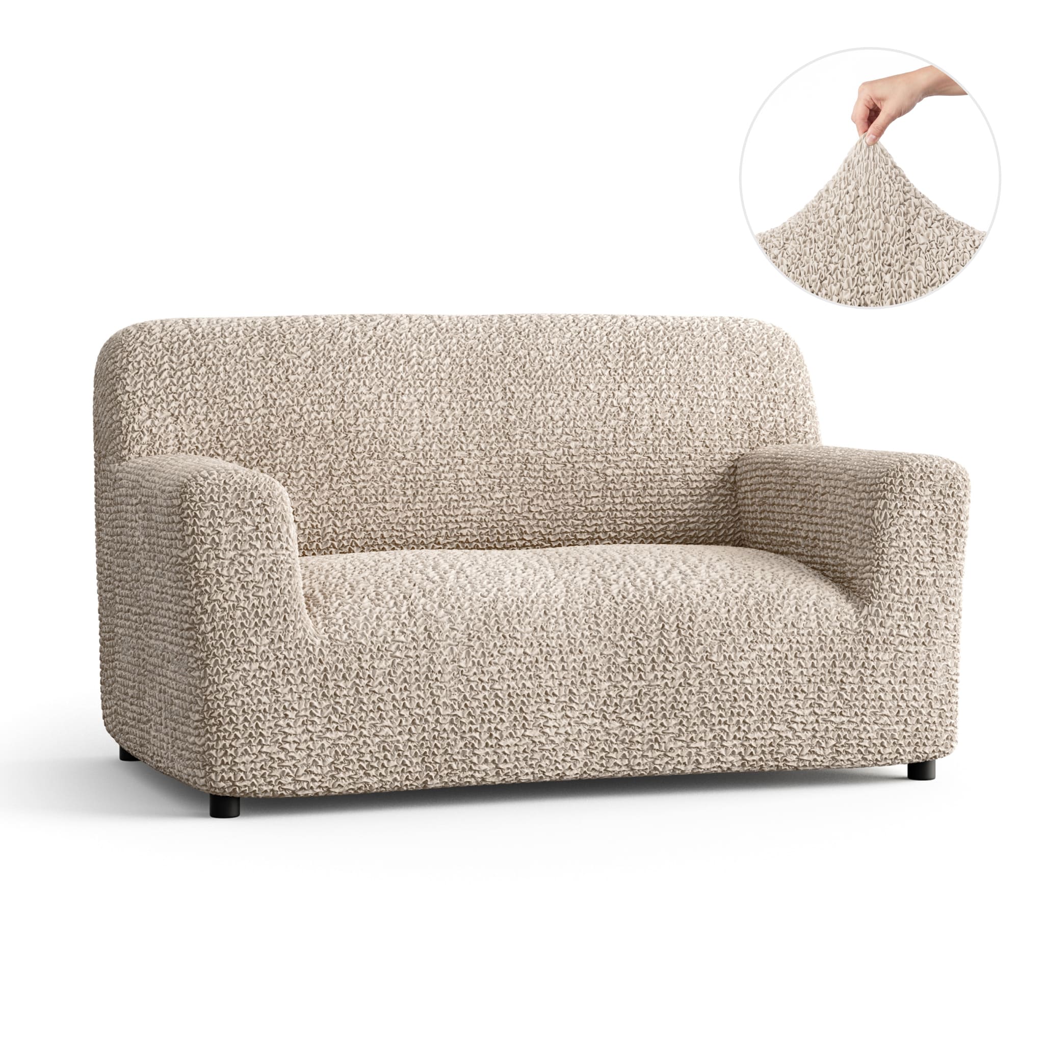 Loveseat 2 Seater Slipcover, Comfort Collection – Macadamia, front view | Macadamia