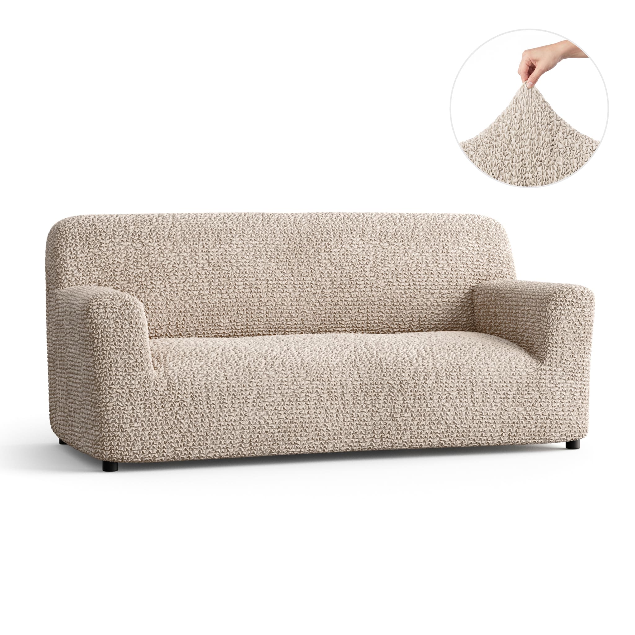 Sofa 3 Seater Slipcover, Comfort Collection – Macadamia, front view | Macadamia