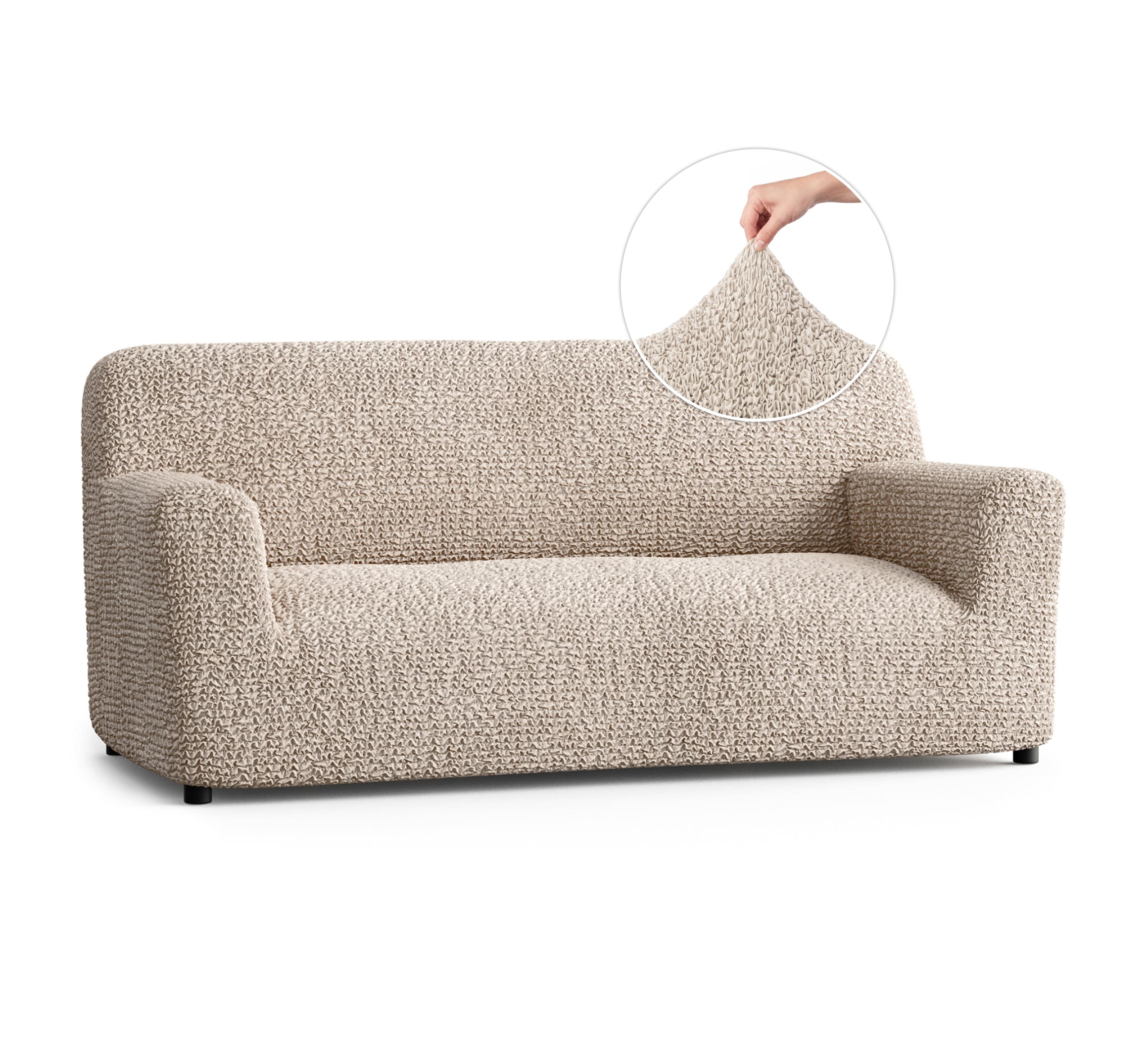 Sofa 3 Seater Slipcover, Comfort Collection – Macadamia, front view | Macadamia