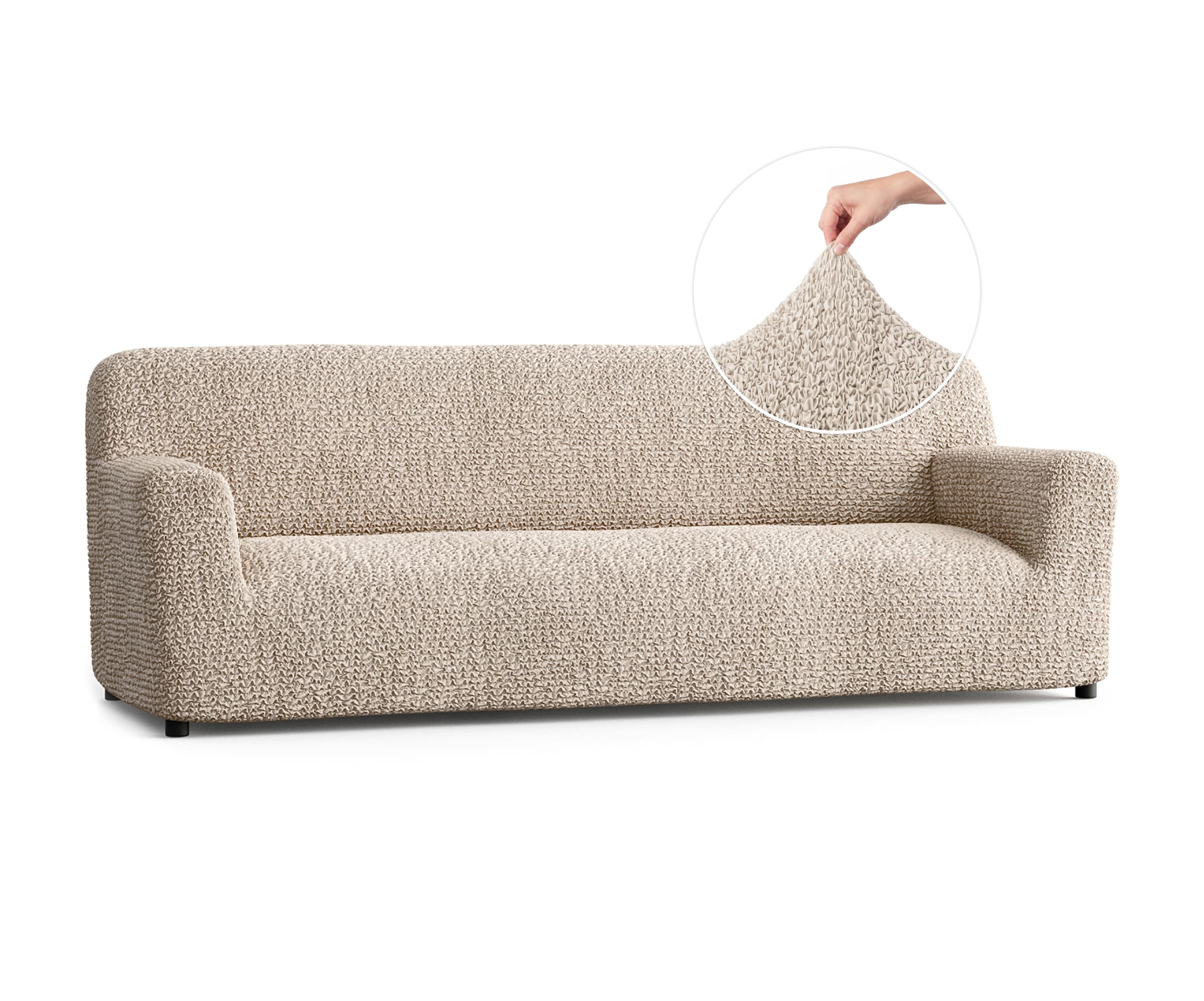 Sofa 4 Seater Slipcover, Comfort Collection – Macadamia, front view | Macadamia
