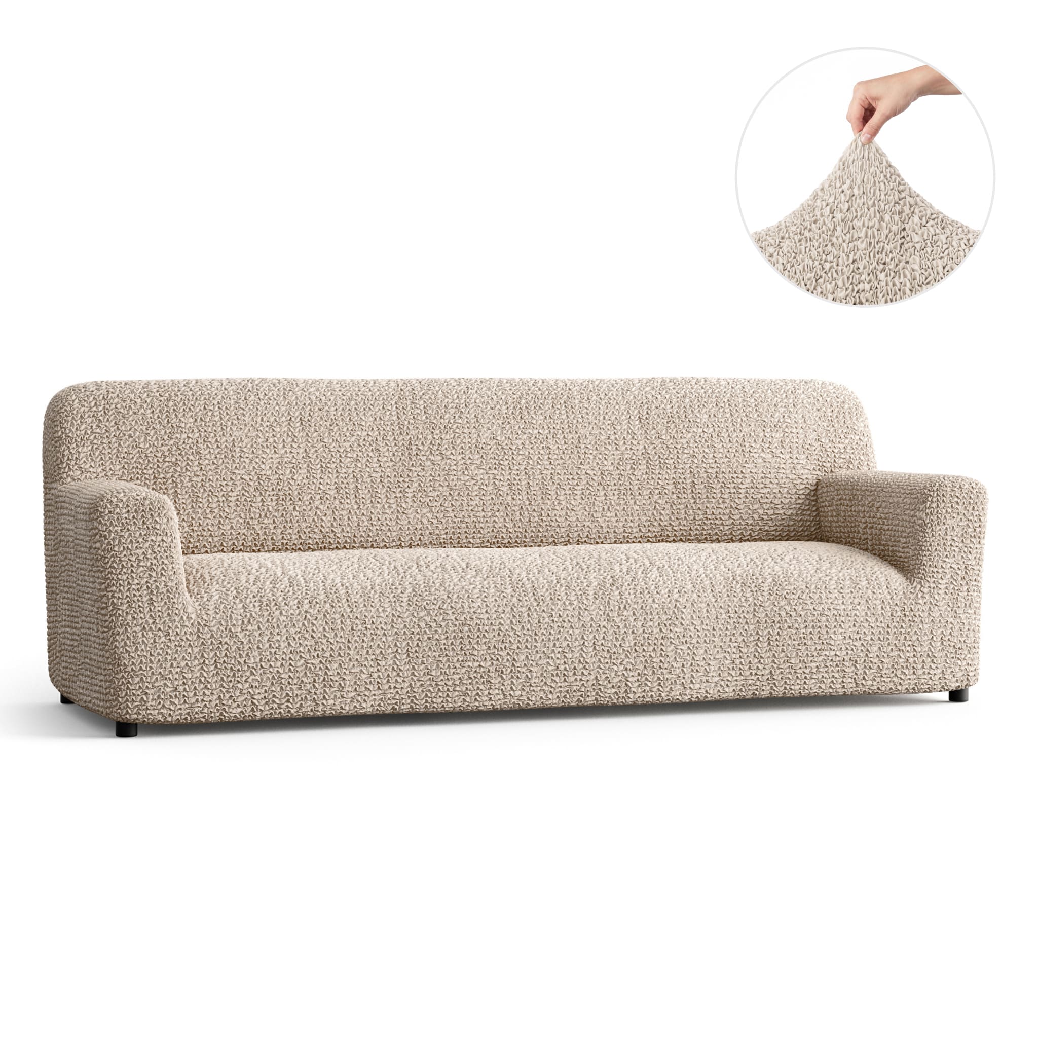 Sofa 4 Seater Slipcover, Comfort Collection – Macadamia, front view | Macadamia