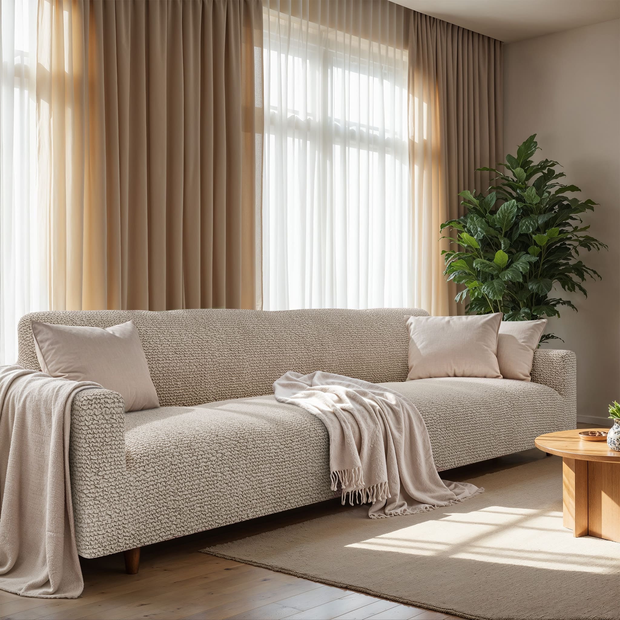 Sofa 4 Seater Slipcover, Comfort Collection – Macadamia, interior view 1 | Macadamia