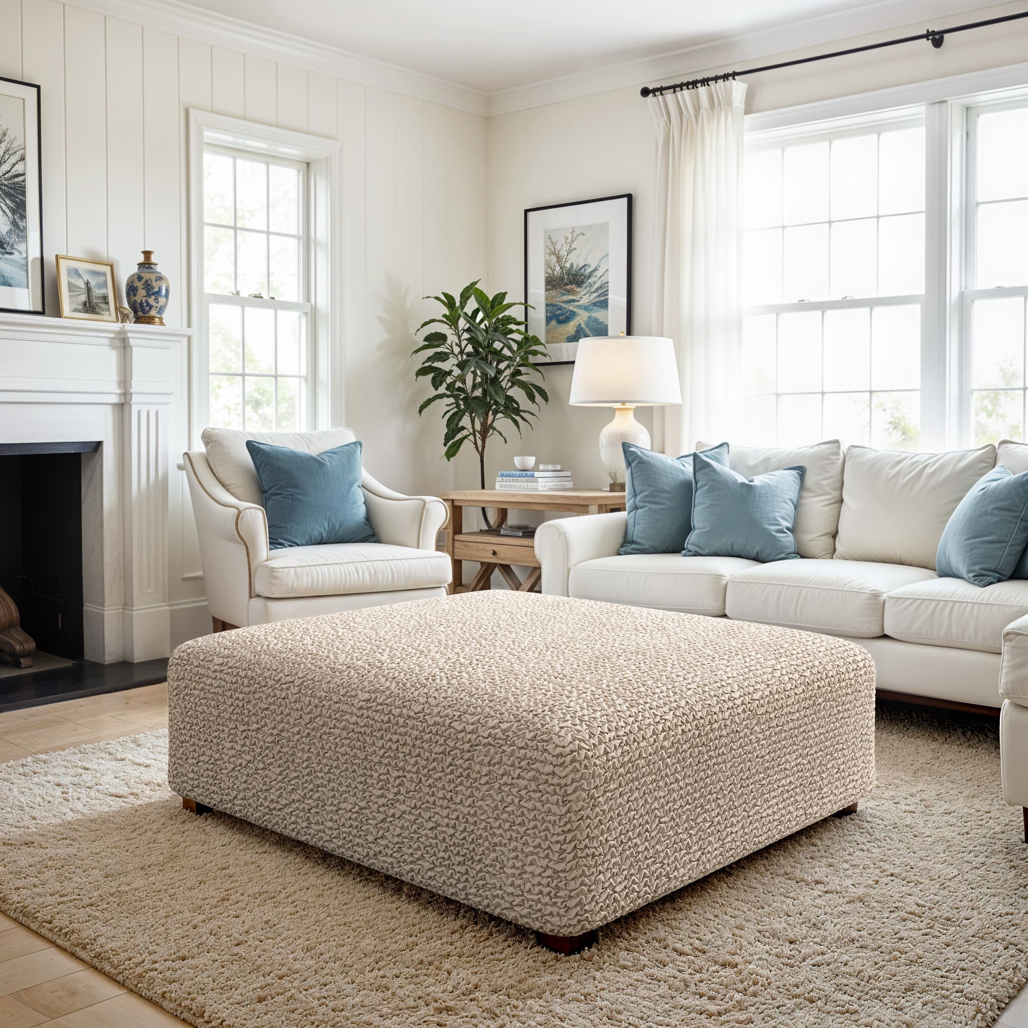 Ottoman Slipcover (Large), Comfort Collection – Macadamia, interior view 3 | Macadamia