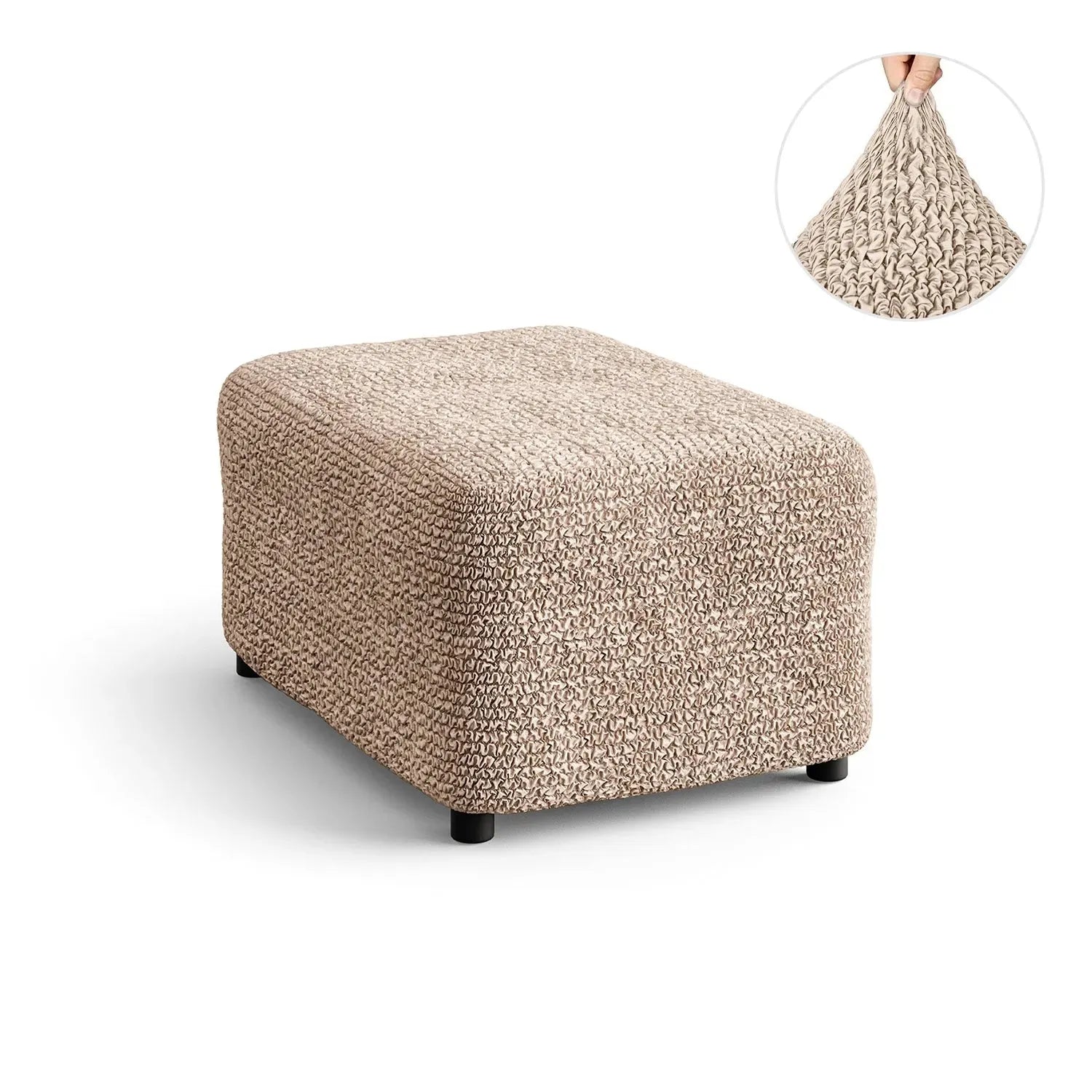 Tapioca Ottoman Slipcover (Medium), Microfibra Collection