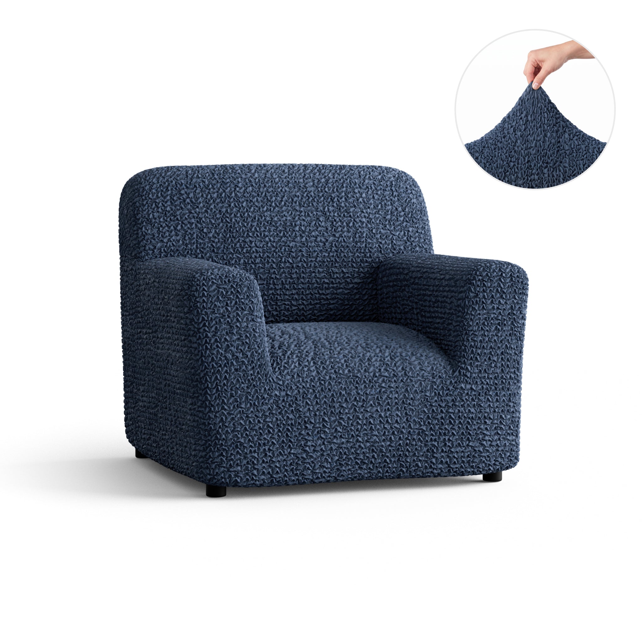Armchair Slipcover, Comfort Collection – Navy Blue, front view | Navy Blue