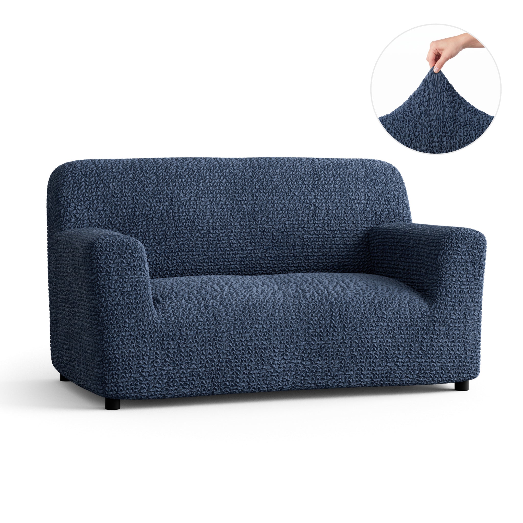 Loveseat 2 Seater Slipcover, Comfort Collection – Navy Blue, front view | Navy Blue